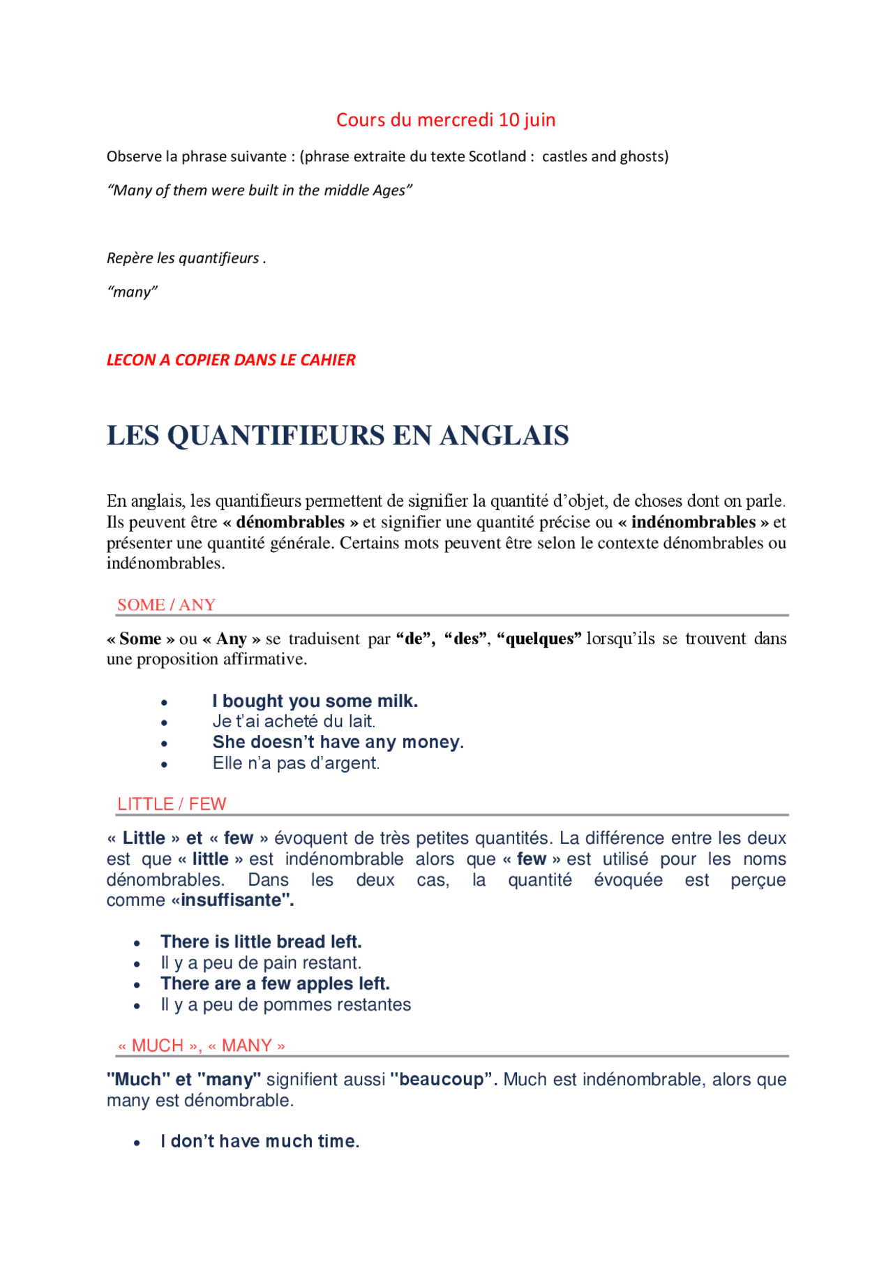 Exercice Sur Les Quantifieurs En Anglais LES QUANTIFIEURS EN ANGLAIS | Lectures Langue Anglaise | Docsity
