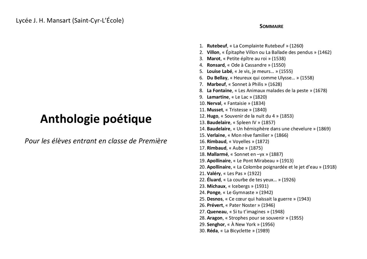 Anthologie Poetique Page De Garde