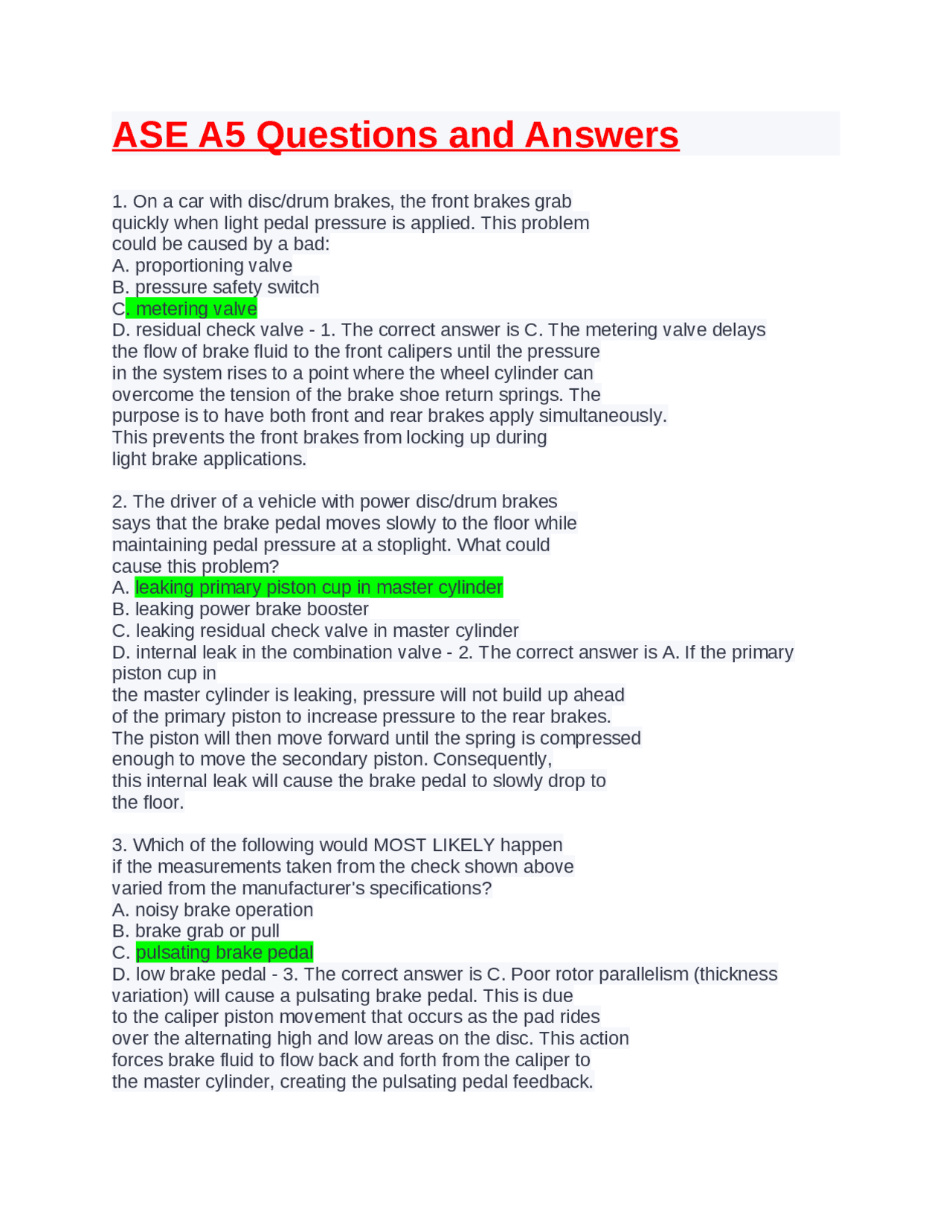 ASE A5 Questions and Answers.GRADED A 2022\2023 | Exams Nursing | Docsity