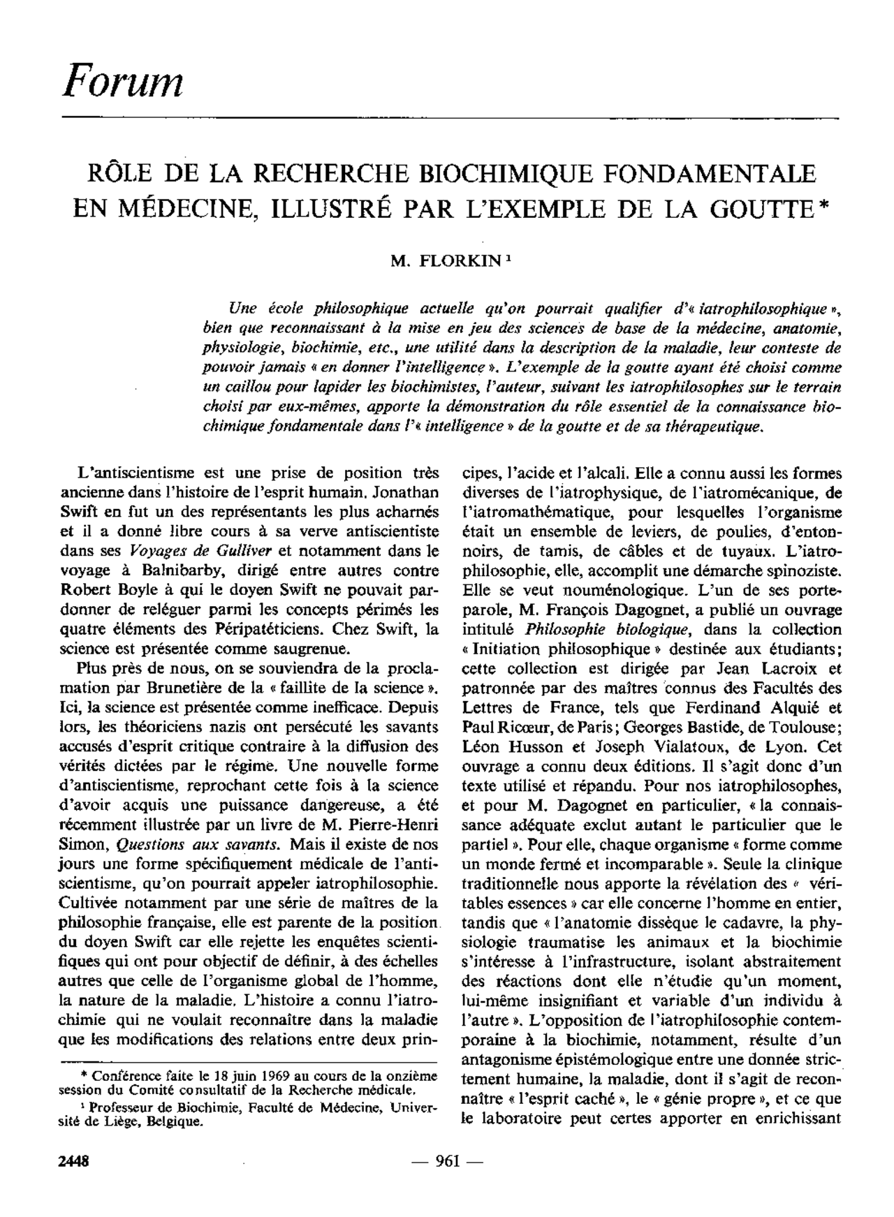 ROLE DE LA RECHERCHE BIOCHIMIQUE FONDAMENTALE ... | Notes Biochimie ...