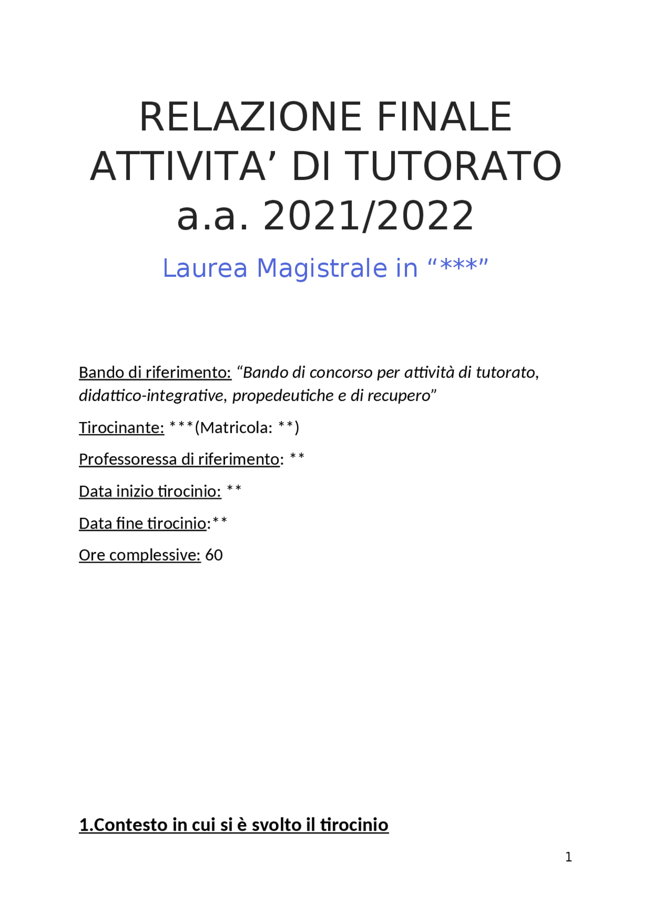 relazione finale tutor anno di prova
