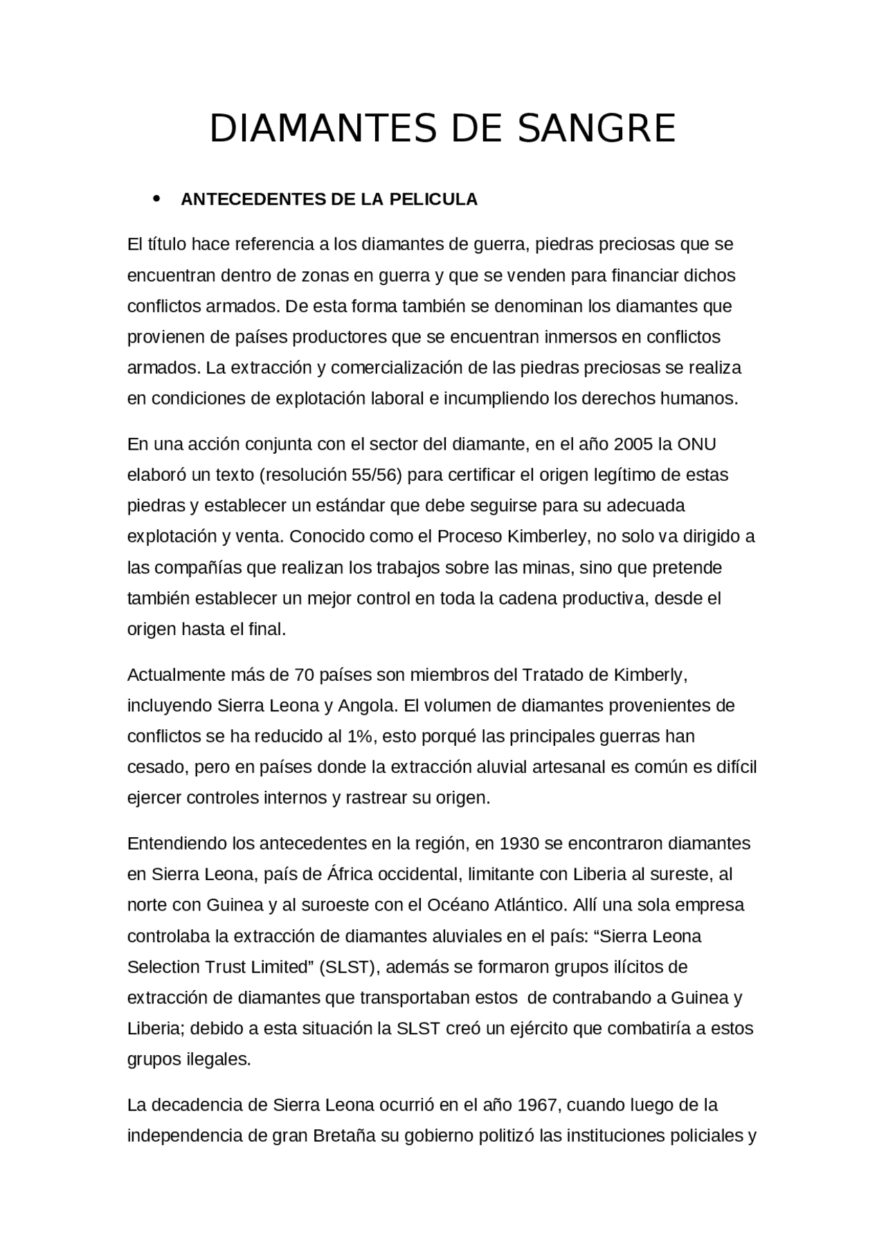 Resumen pelicula diamantes de sangre Resúmenes de Filosofía Docsity Resumen pelicula diamantes de sangre Resúmenes de Filosofía Docsity