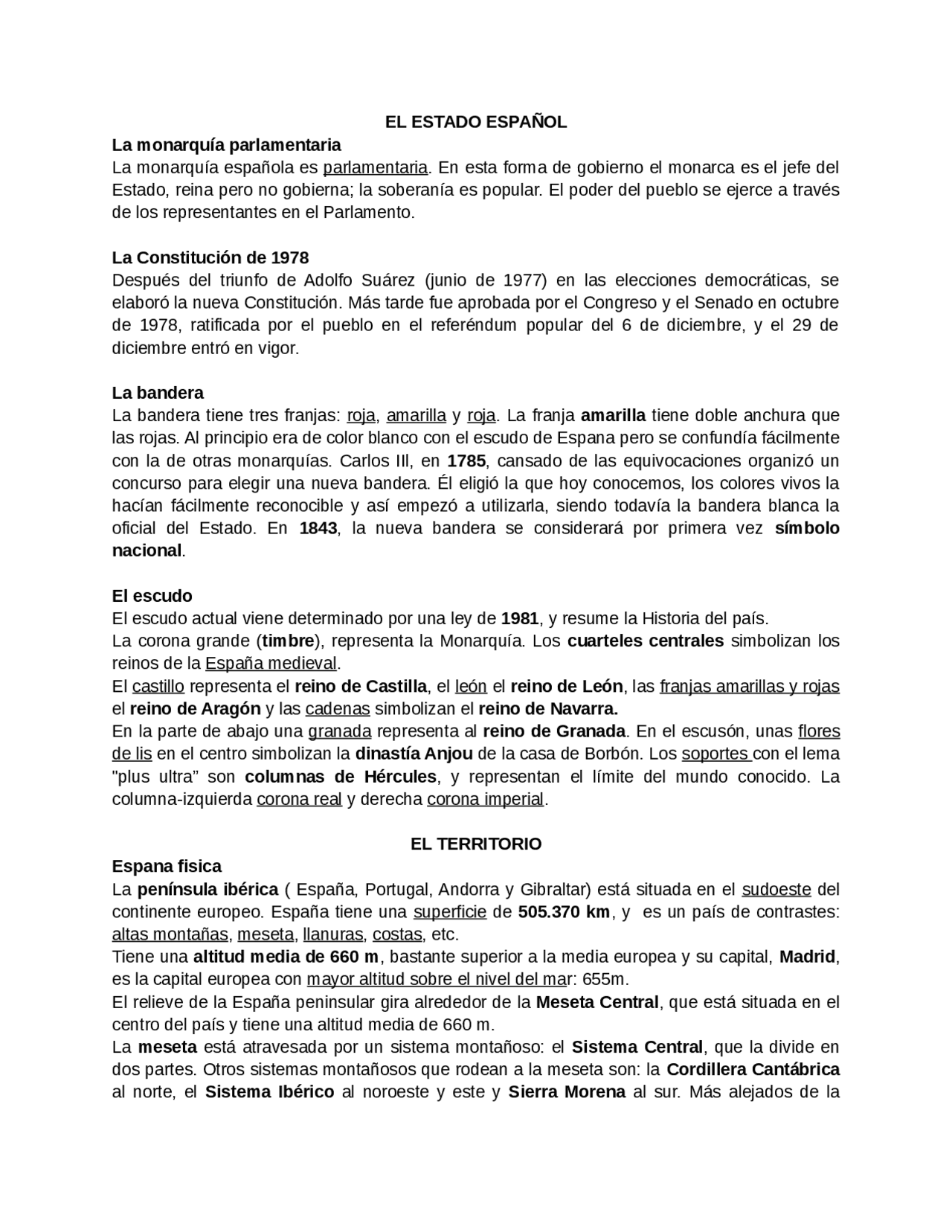 RIASSUNTO SULLA SPAGNA IN SPAGNOLO, STATO, POLITICA, ISOLE... Appunti di Spagnolo Docsity