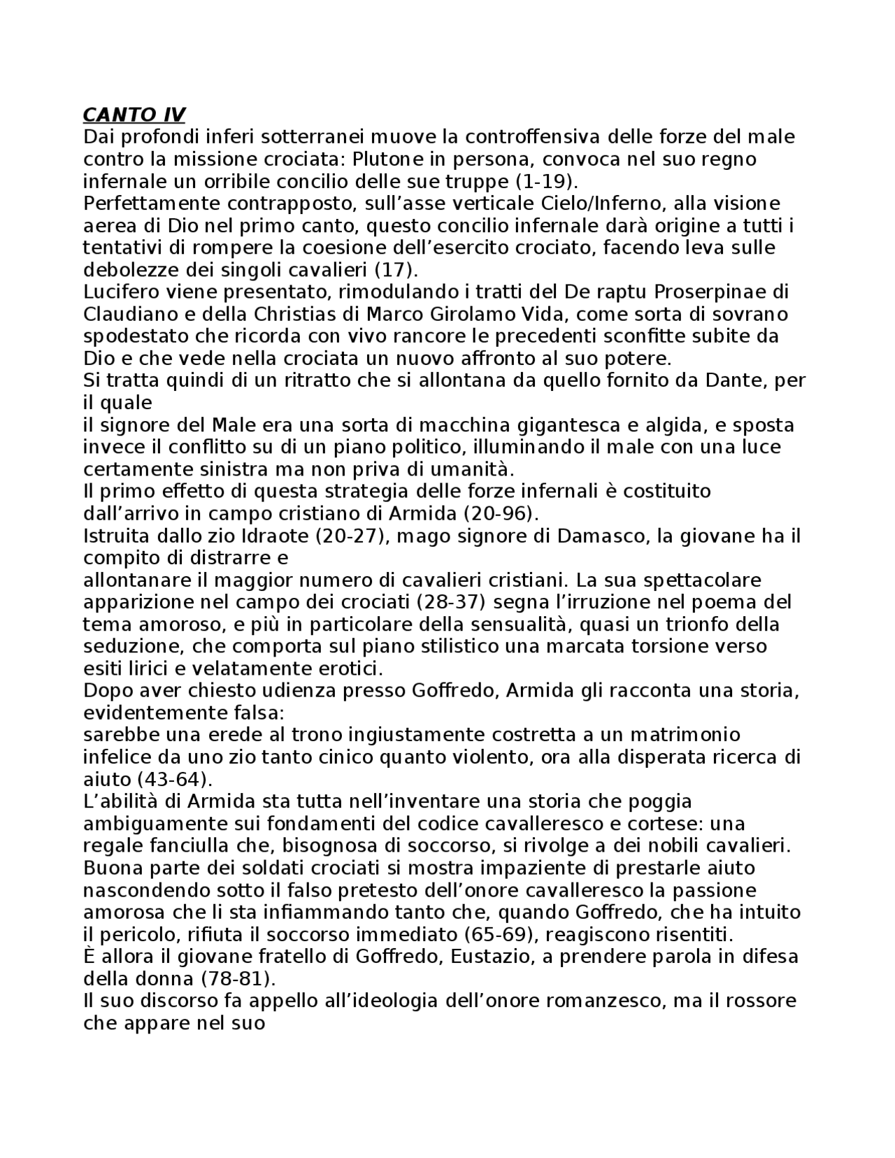 Riassunto canto IV della Gerusalemme liberata Dispense di Letteratura Italiana Docsity Riassunto canto IV della Gerusalemme liberata Dispense di Letteratura Italiana Docsity