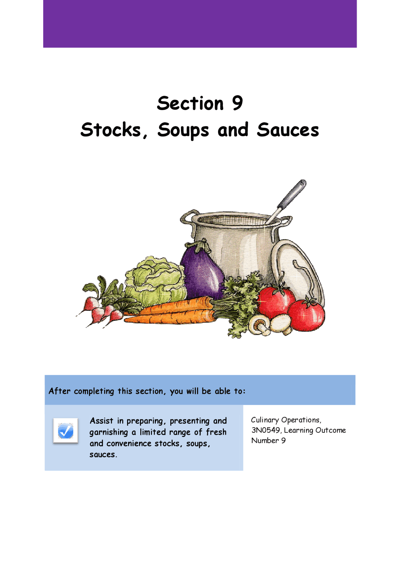 Section 9 Stocks, Soups and Sauces Lecture notes Cooking Basics Docsity