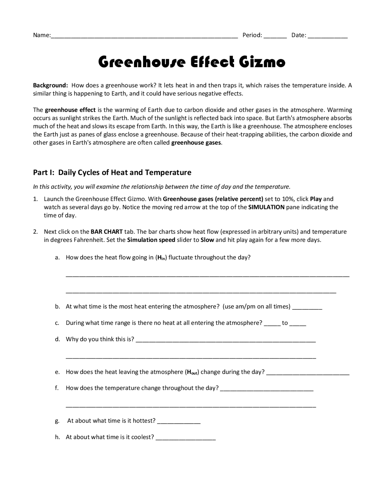 Greenhouse Effect Gizmo Study notes Earth Sciences Docsity