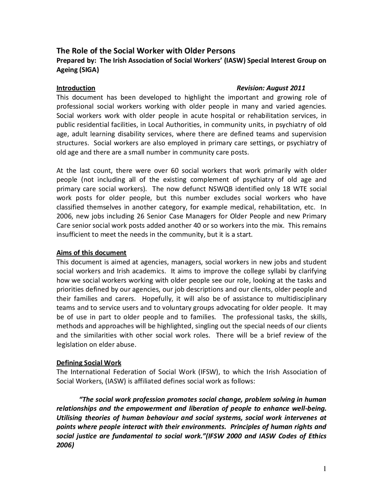 The Role of the Social Worker with Older Persons | Slides Social Work ...