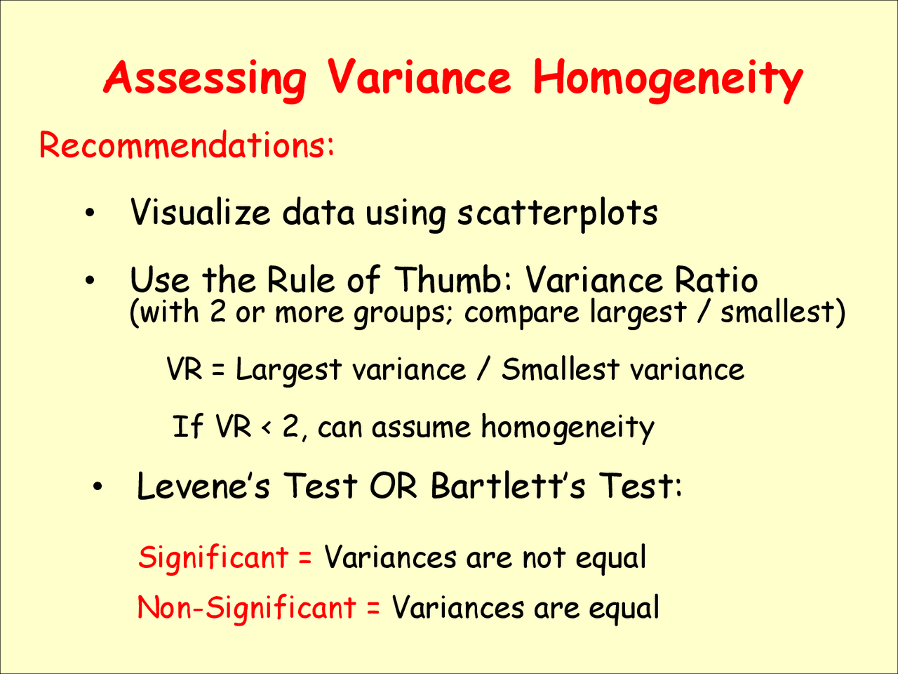 Assessing Variance Homogeneity | Study notes Statistics - Docsity