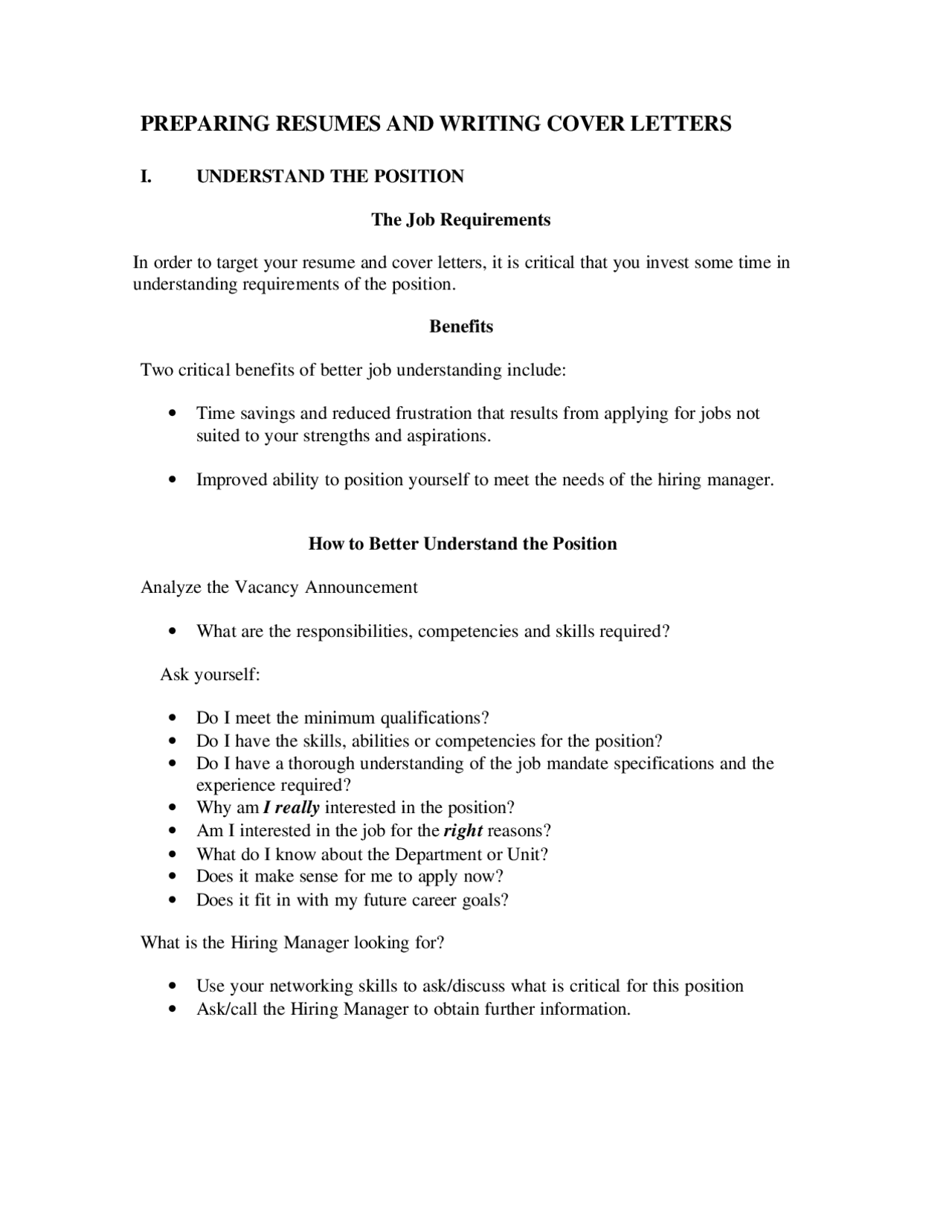 Resume Writing Notes Preparing Resumes and Writing Cover Letters | Lecture notes ...