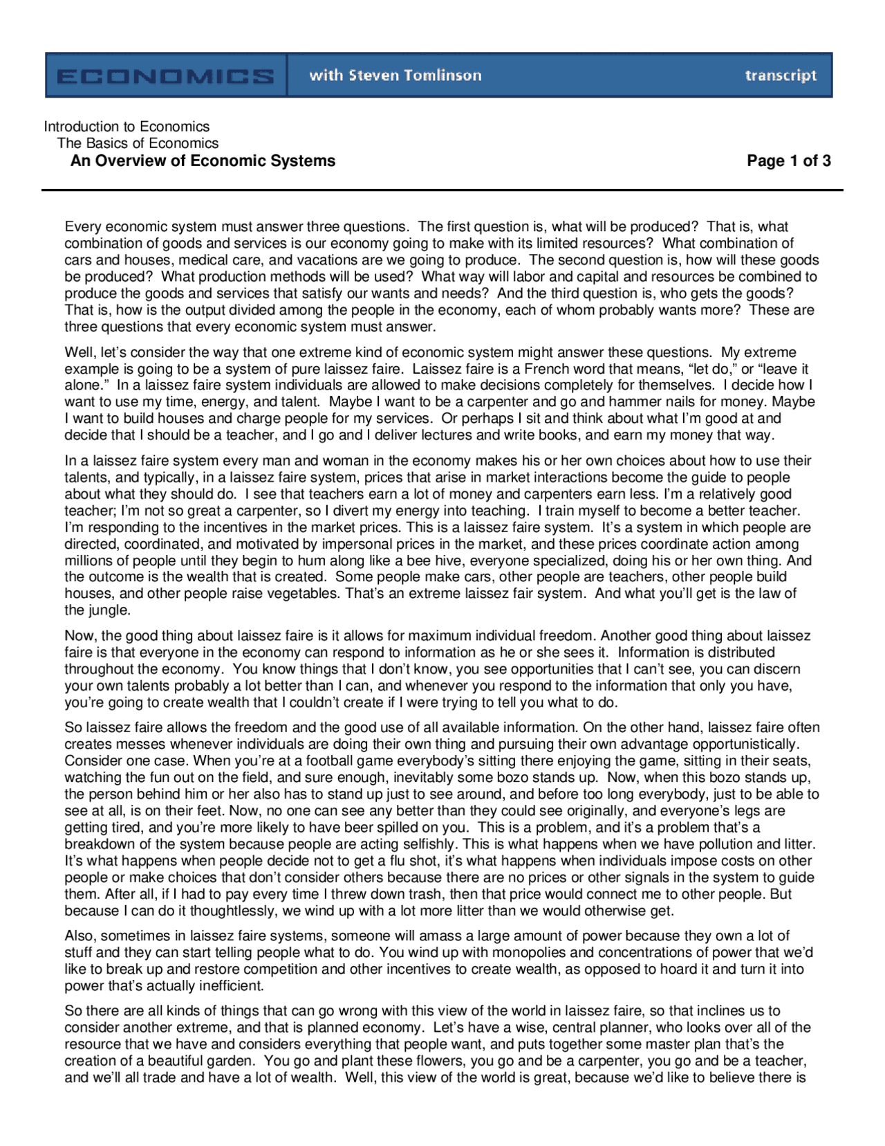 Economic Systems Questions Every economic system must answer three questions | Lecture notes ...