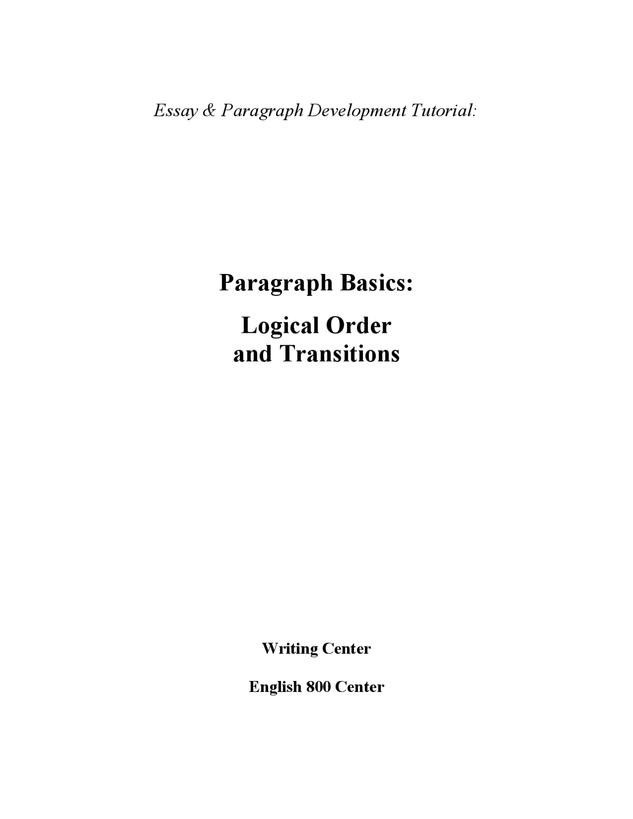 Paragraph Basics: Logical Order and Transitions | Schemes and Mind Maps ...