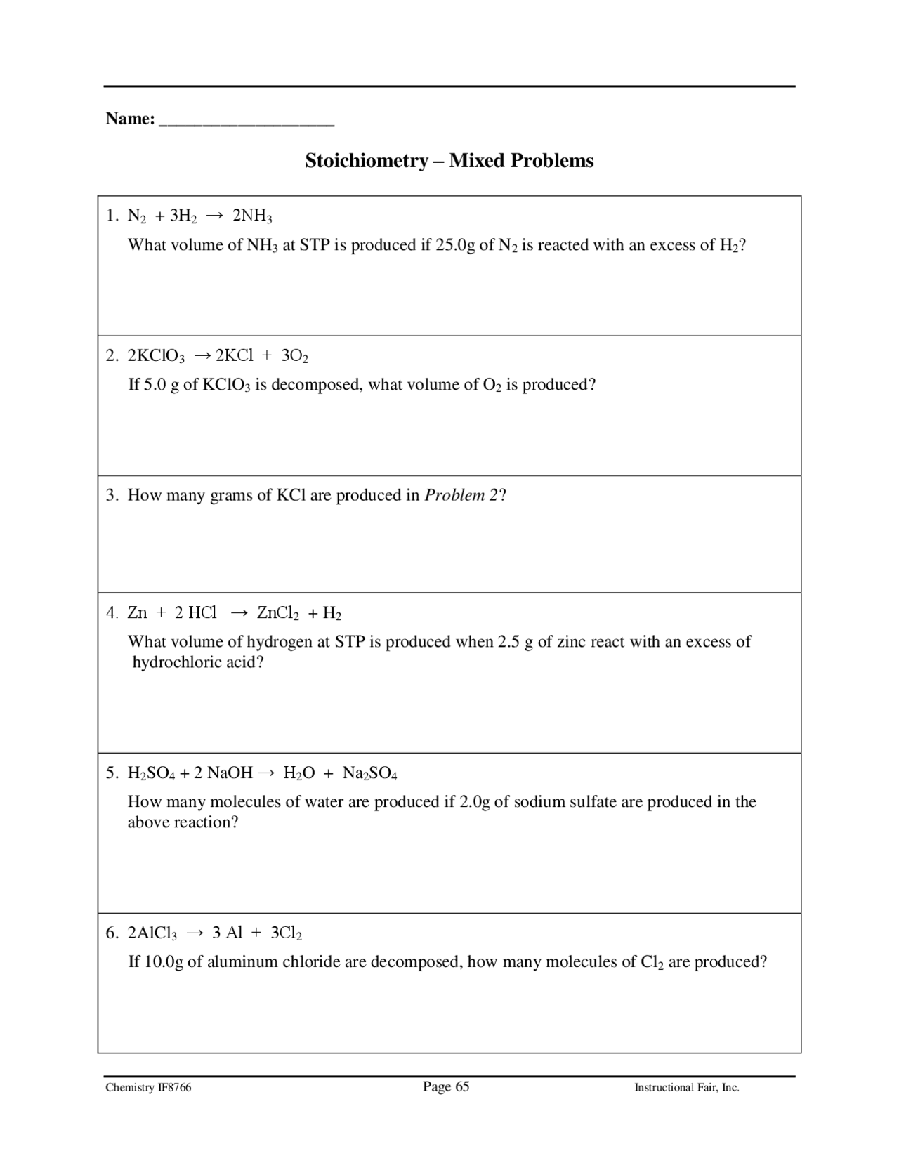 Stoichiometry Problems Student Sample Stoichiometry – Mixed Problems | Lecture notes Stoichiometry | Docsity