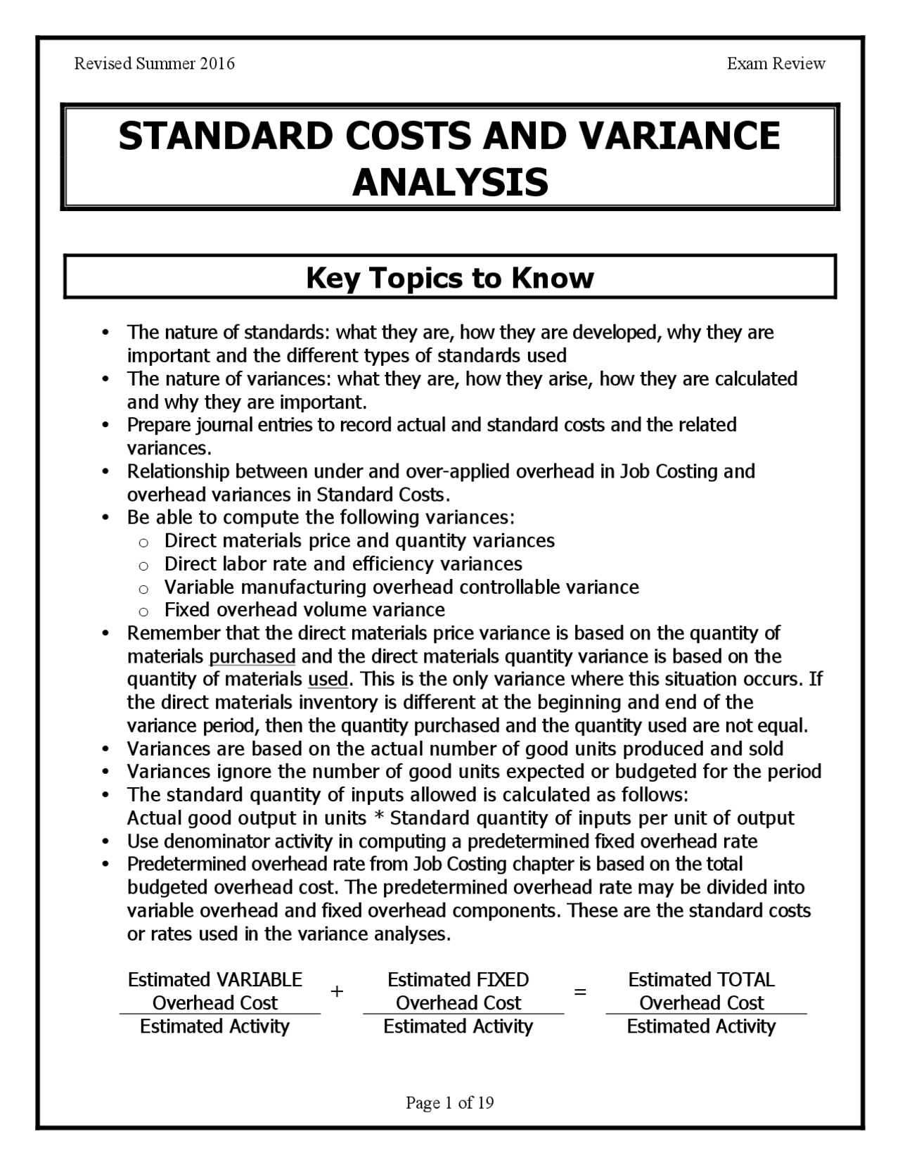 Standard Costs and Variance Analysis ER | Study notes Cost Accounting ...