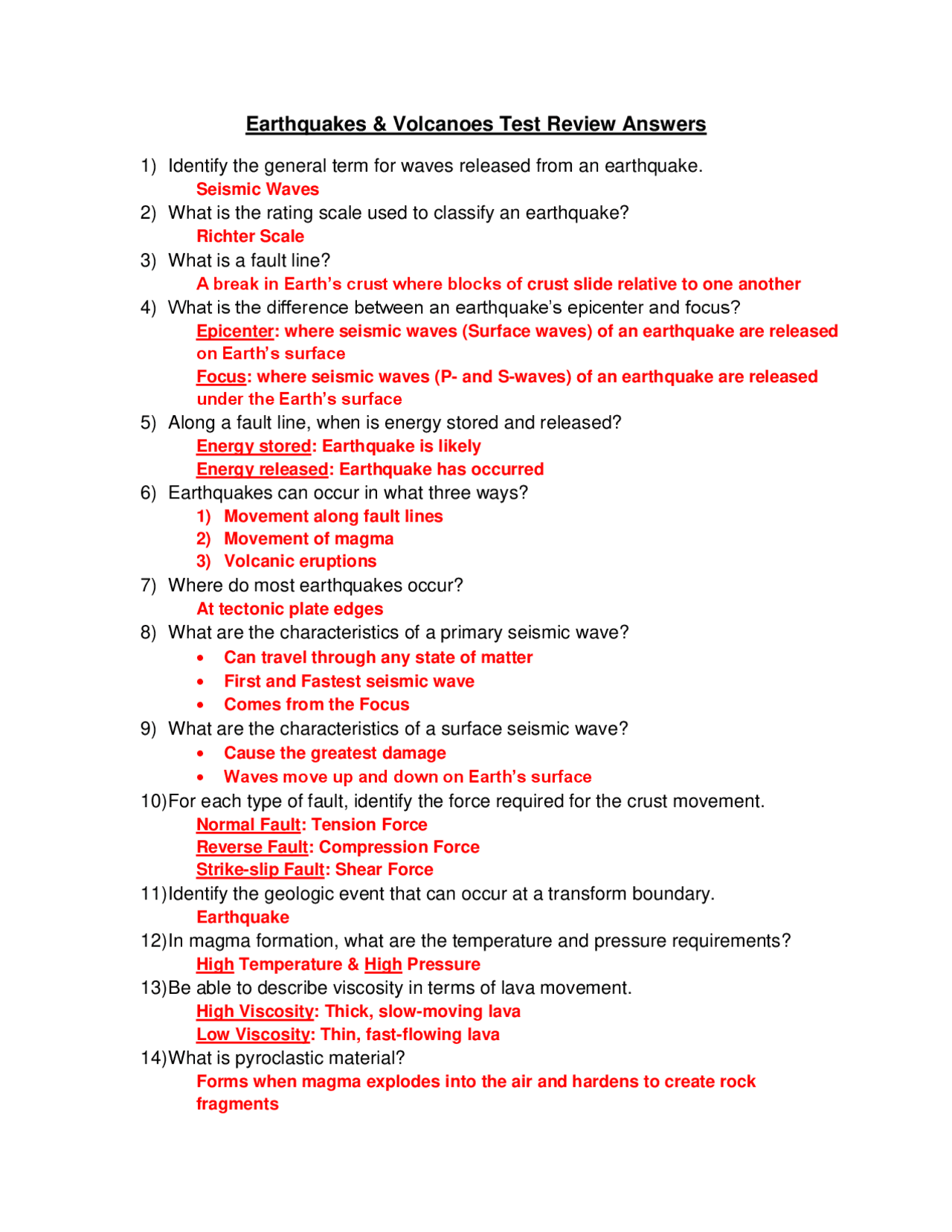 Earthquakes And Tsunamis Webquest Answer Key