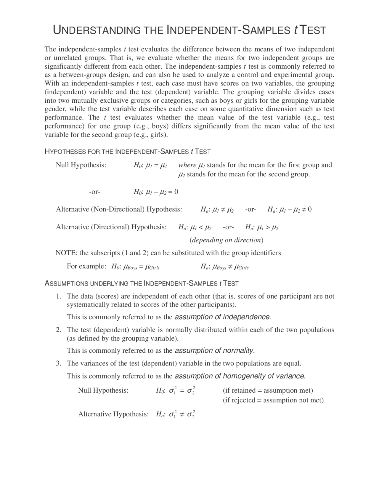 T Test Independent Math Aisl Understanding the Independent-Samples t Test | Exercises Statistics ...