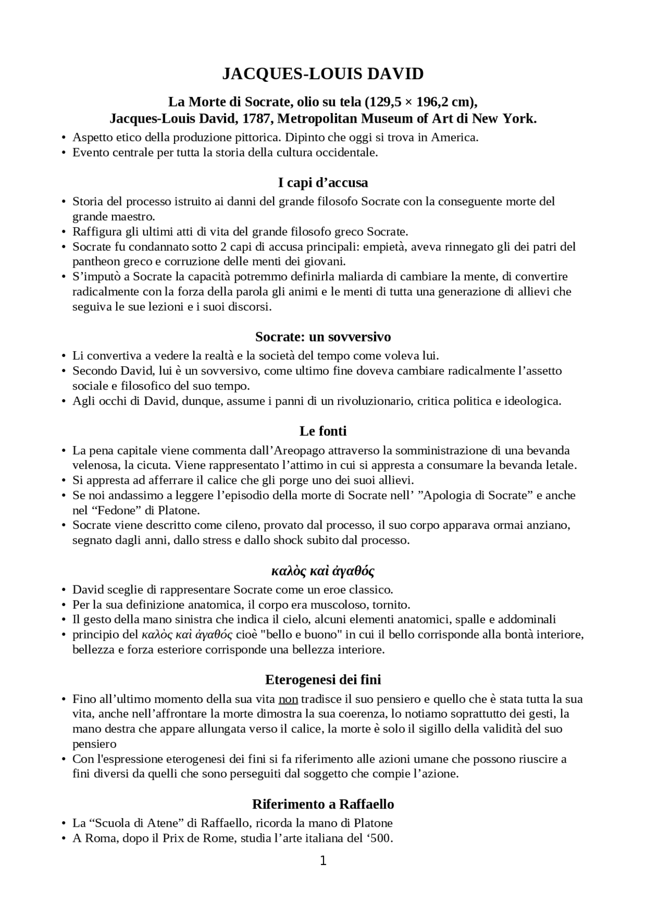 La Morte di Socrate di JacquesLouis David Schemi e mappe concettuali