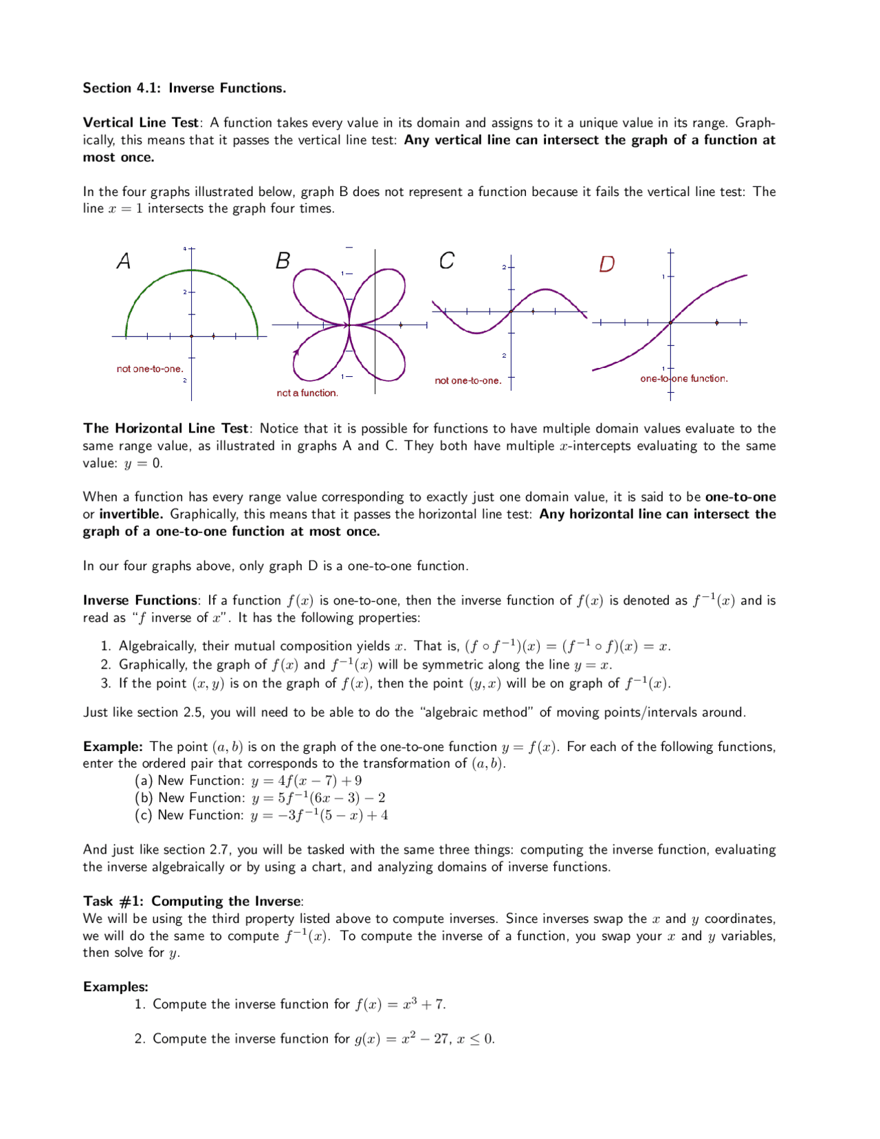 Test For Inverse Function Section 4.1: Inverse Functions. Vertical Line Test | Exercises Calculus ...