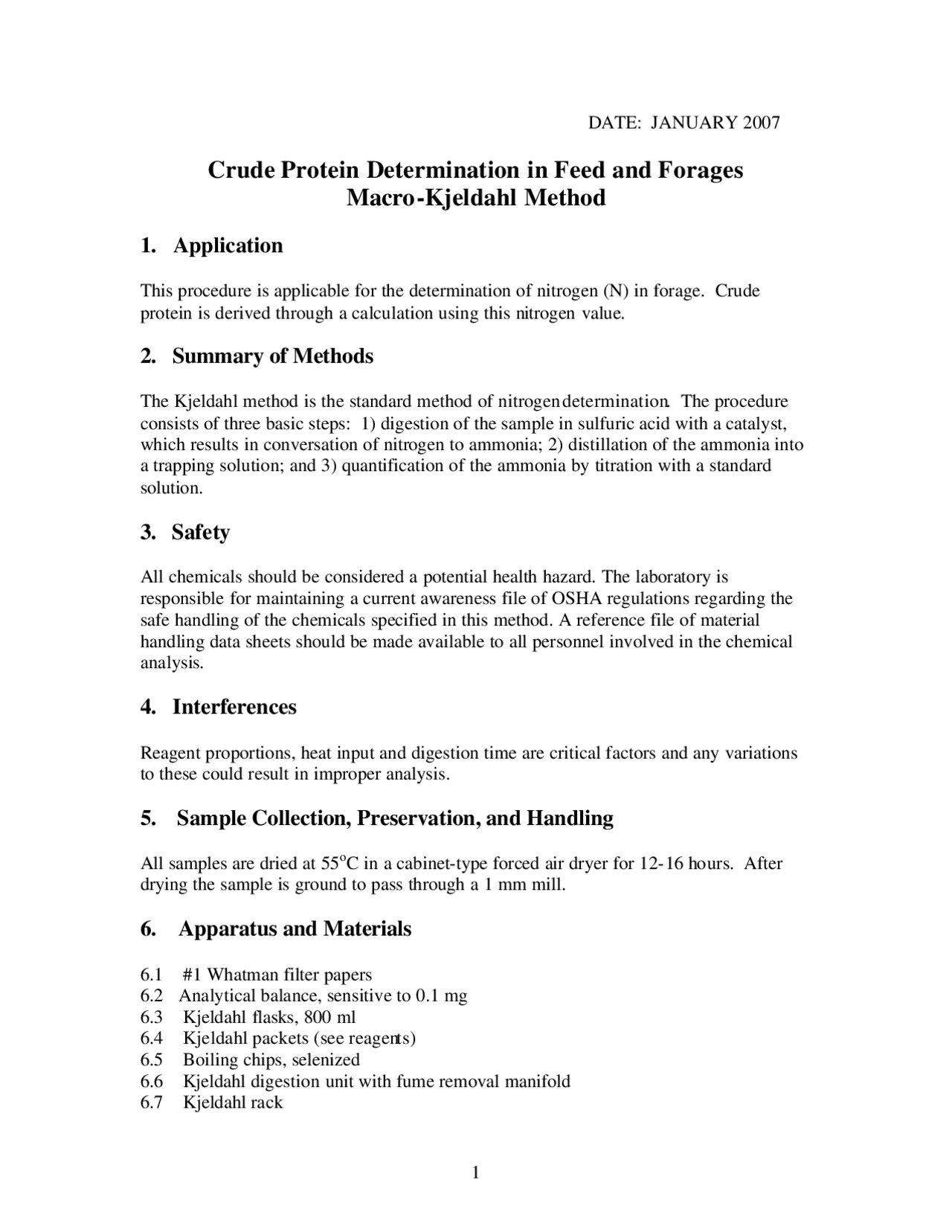 Crude Protein Determination in Feed and Forages Macro Lecture notes Biochemistry Docsity