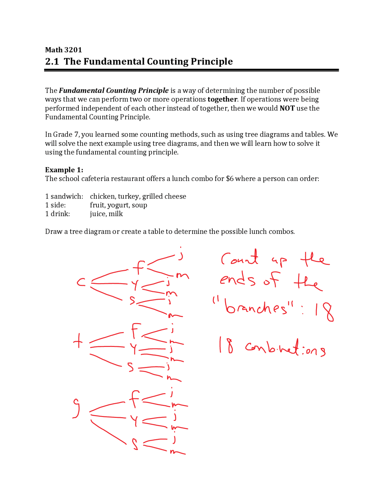 2.1 The Fundamental Counting Principle | Study notes Probability and ...