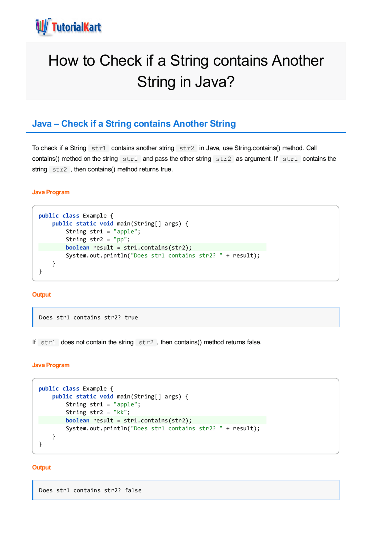 How to Check if a String contains Another String in Java? | Study notes ...