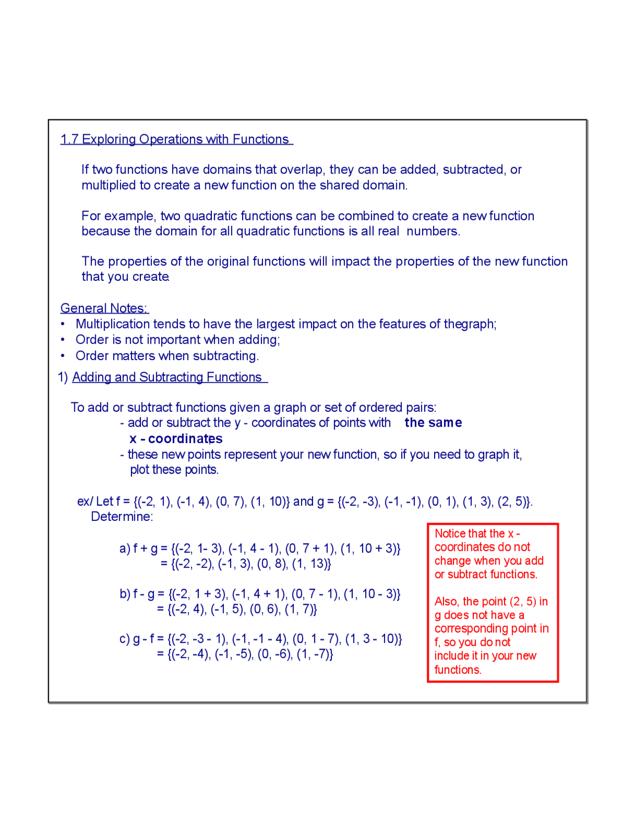 1.7 Exploring Operations with Functions | Lecture notes Calculus | Docsity