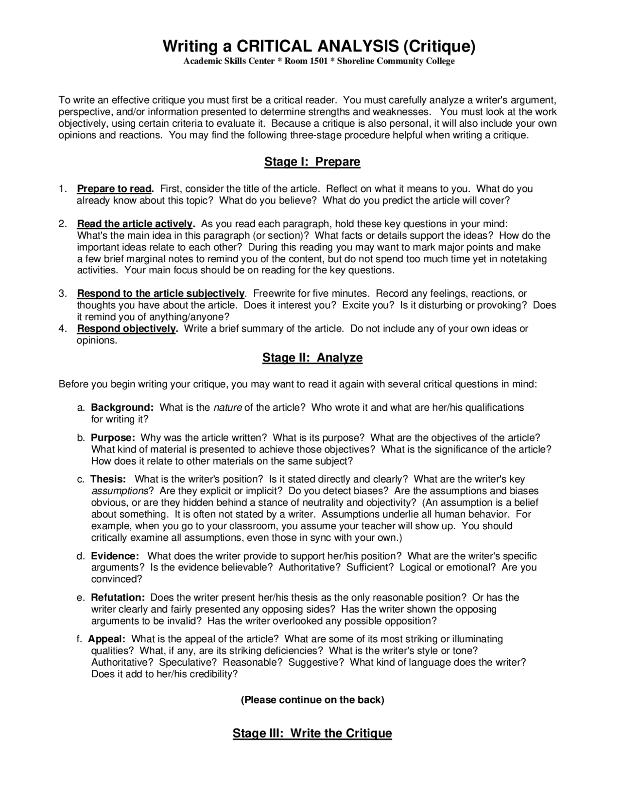 Writing a CRITICAL ANALYSIS (Critique) | Study notes Technical English ...