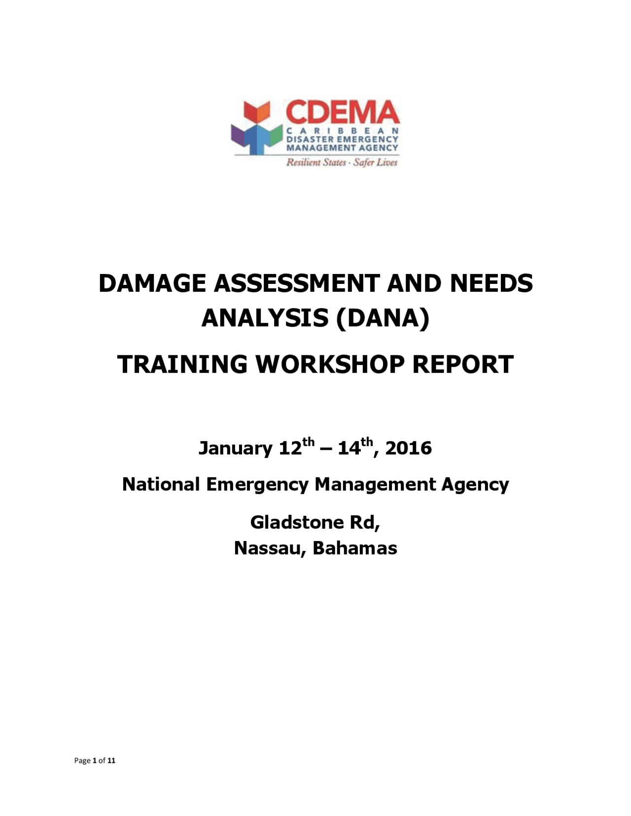 DAMAGE ASSESSMENT AND NEEDS ANALYSIS (DANA ... | Study notes ...