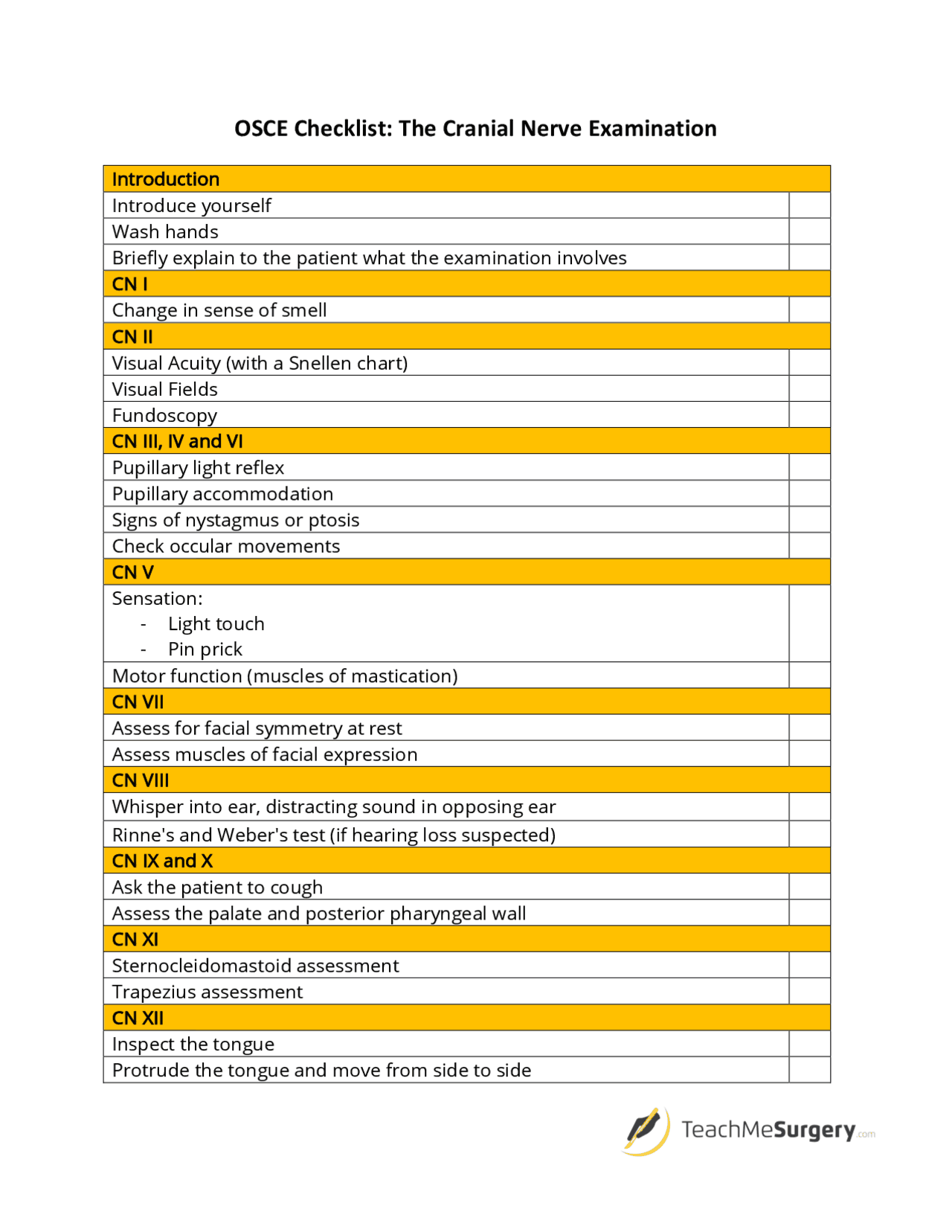 Osce Checklist.pdf Cranial Nerve Osce Exam | OSCE Guide – DQUSC