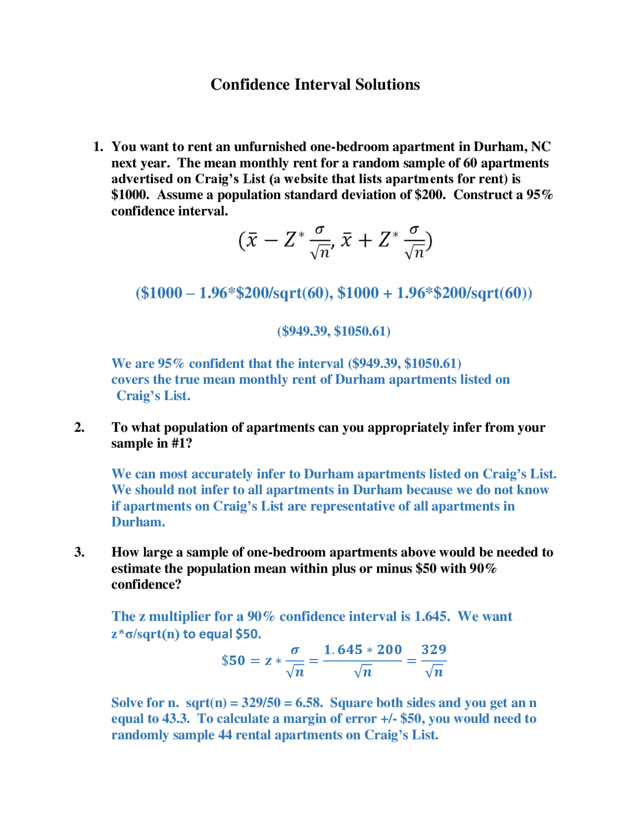 Confidence Interval Answer Example Confidence Interval Solutions : How to Create One-Sided Confidence ...