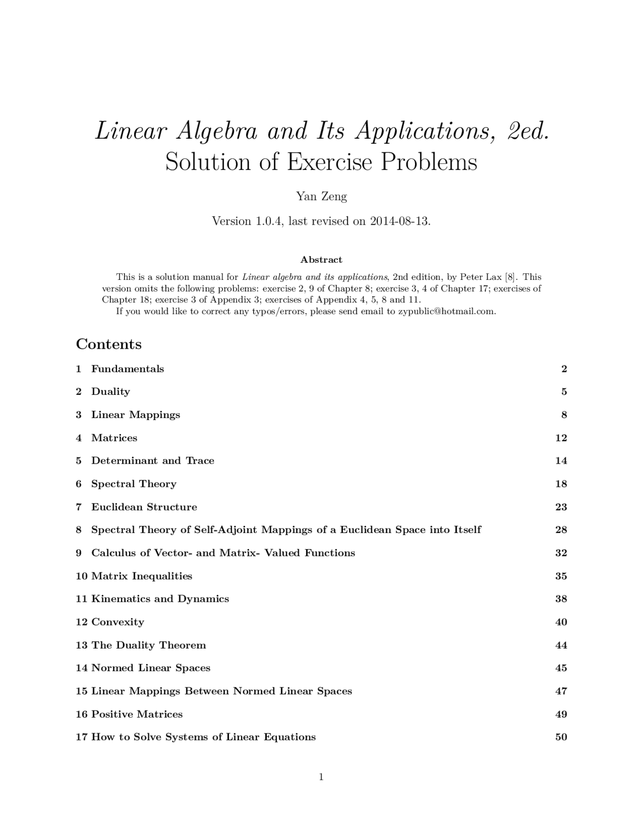 Linear Algebra and Its Applications, 2ed. Solution of Exercise ...