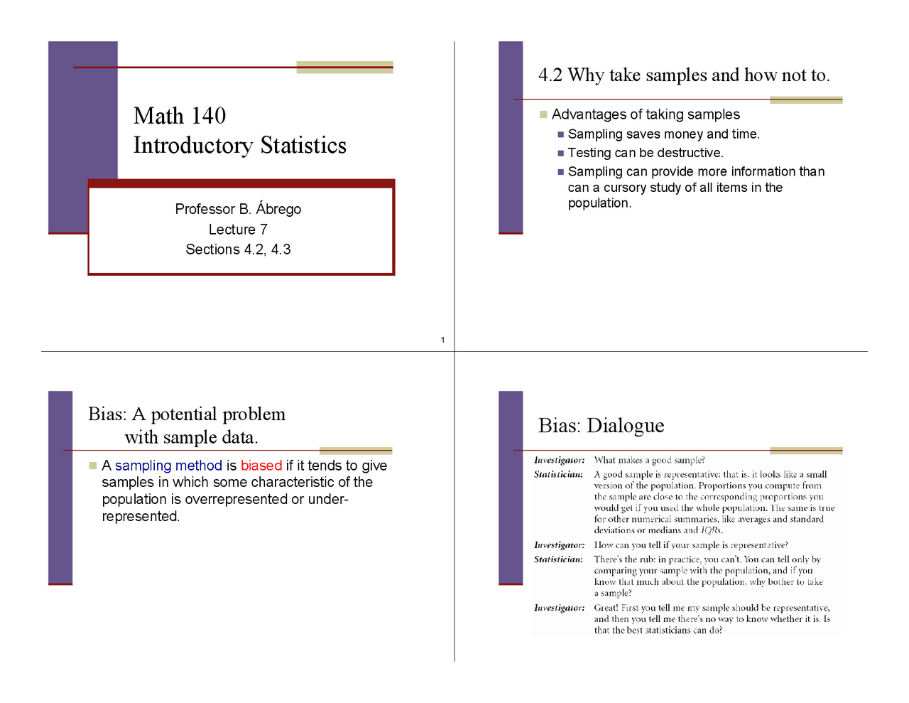 4.2 Why take samples and how not to. | Schemes and Mind Maps Statistics ...