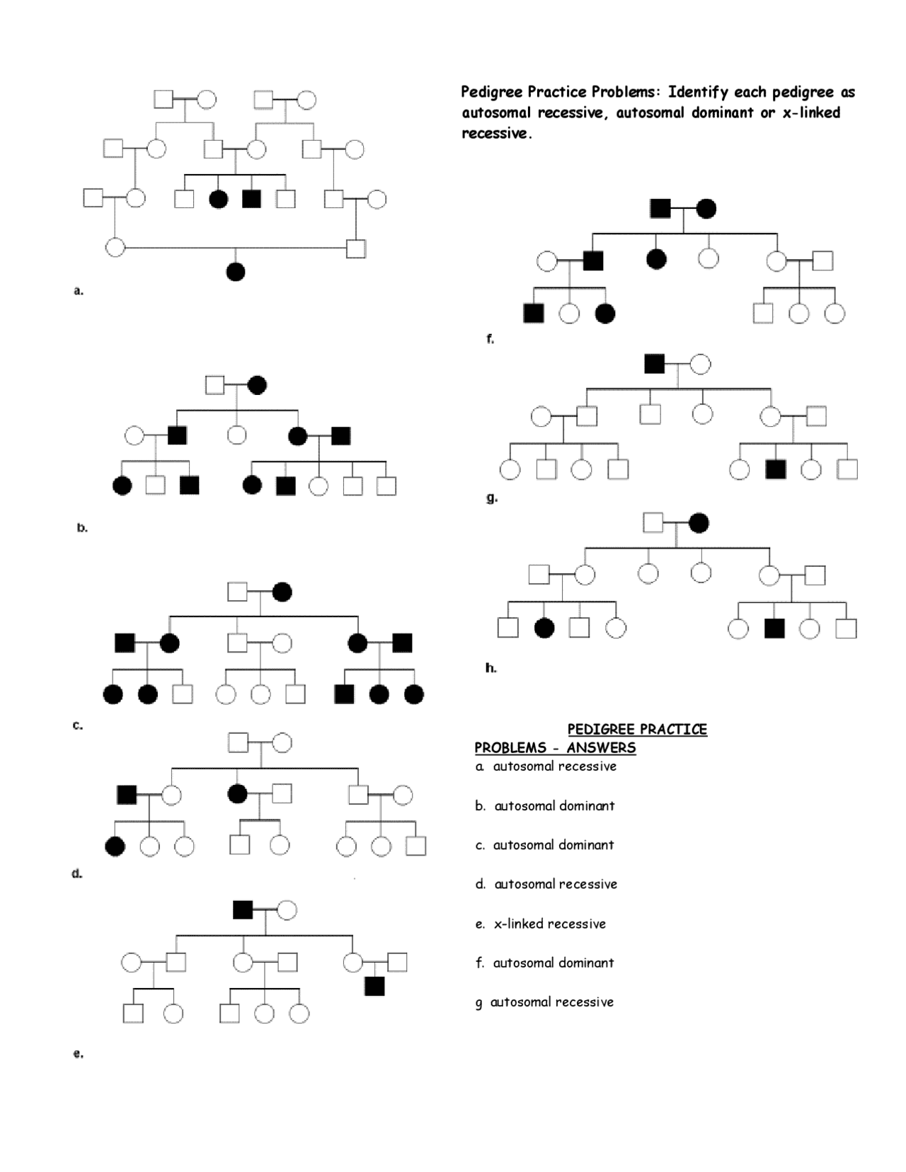 Pedigree Practice Problems | Study notes Genetics | Docsity
