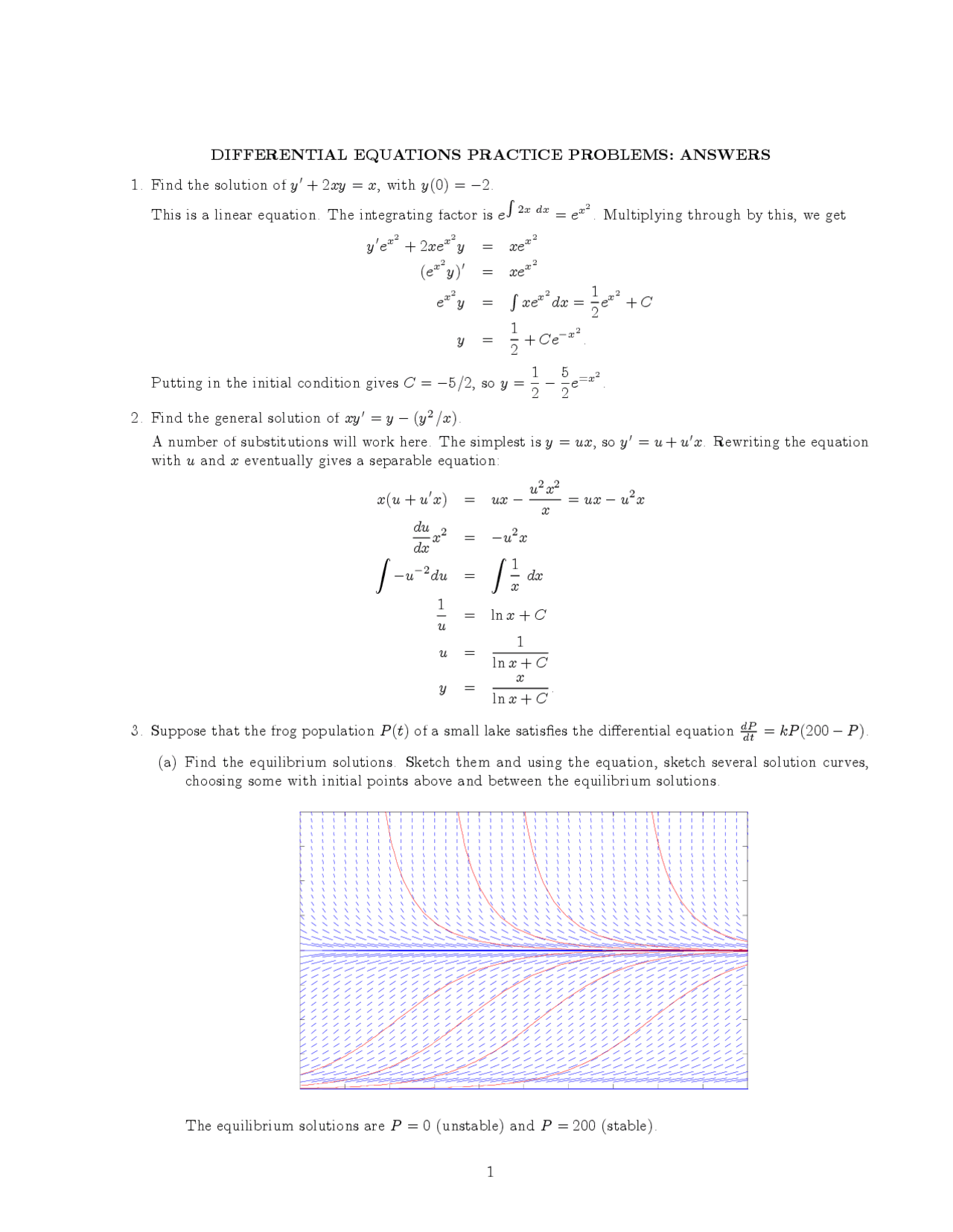 Differential equations practice problems: answers | Exercises ...