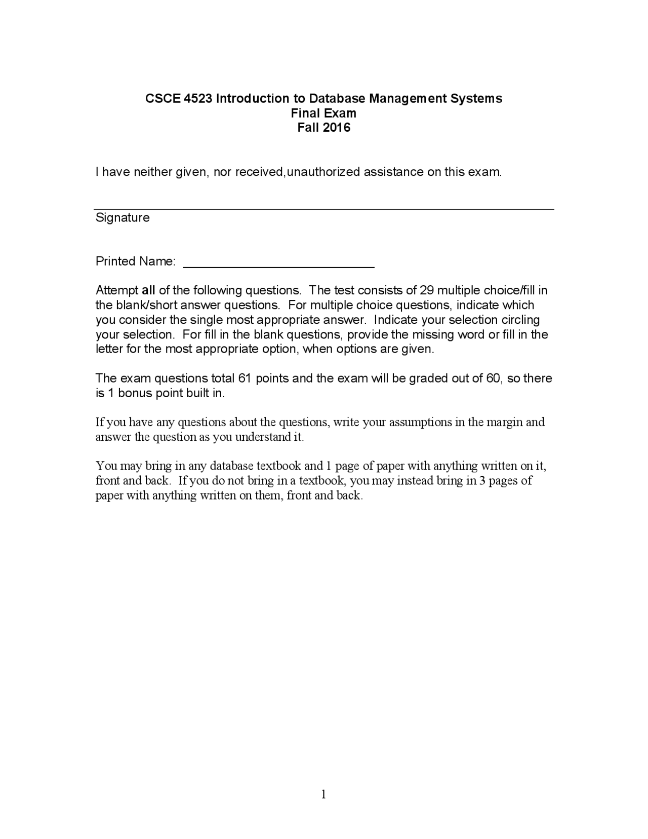 CSCE 4523 Introduction to Database Management Systems | Study notes ...