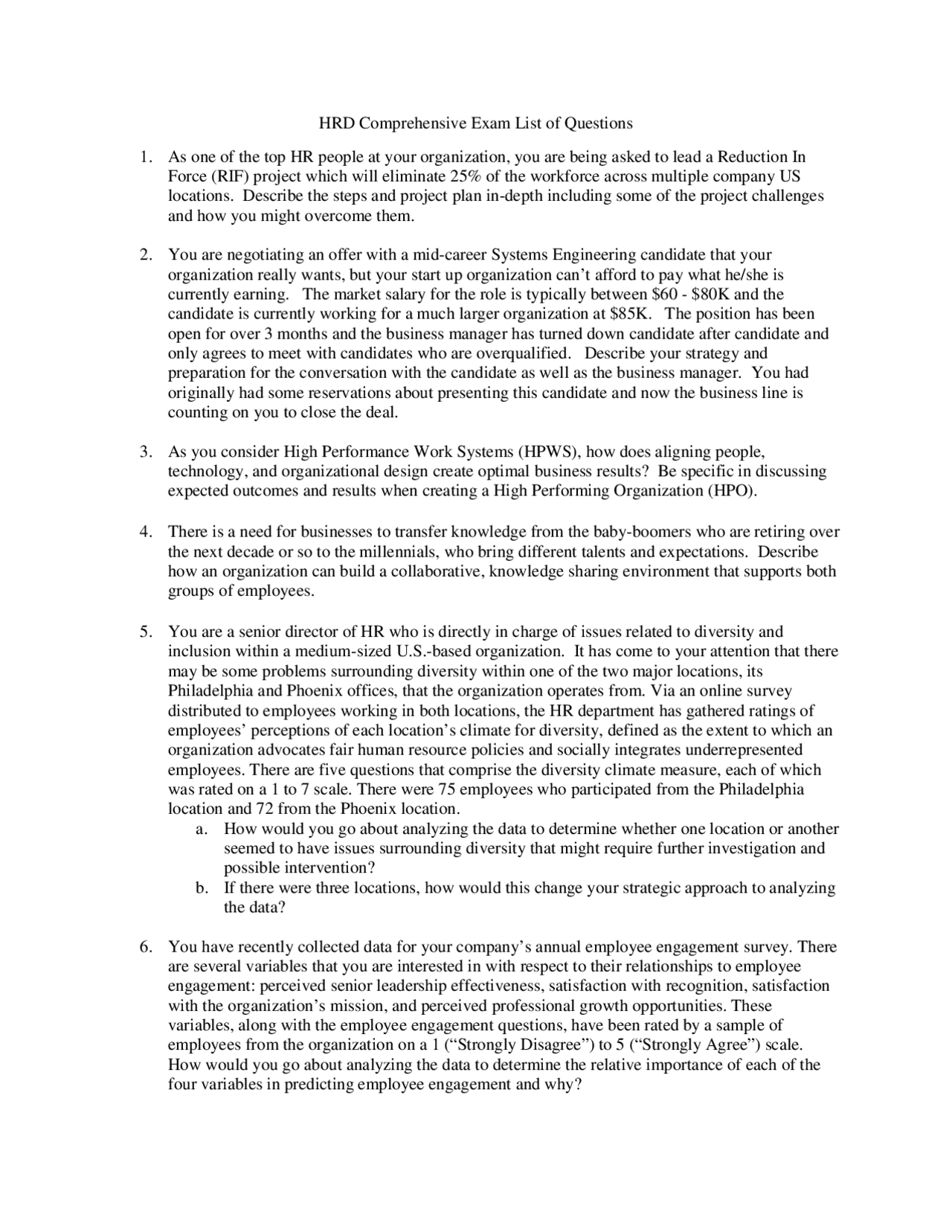 HRD Comprehensive Exam List of Questions | Lecture notes Human Resource ...