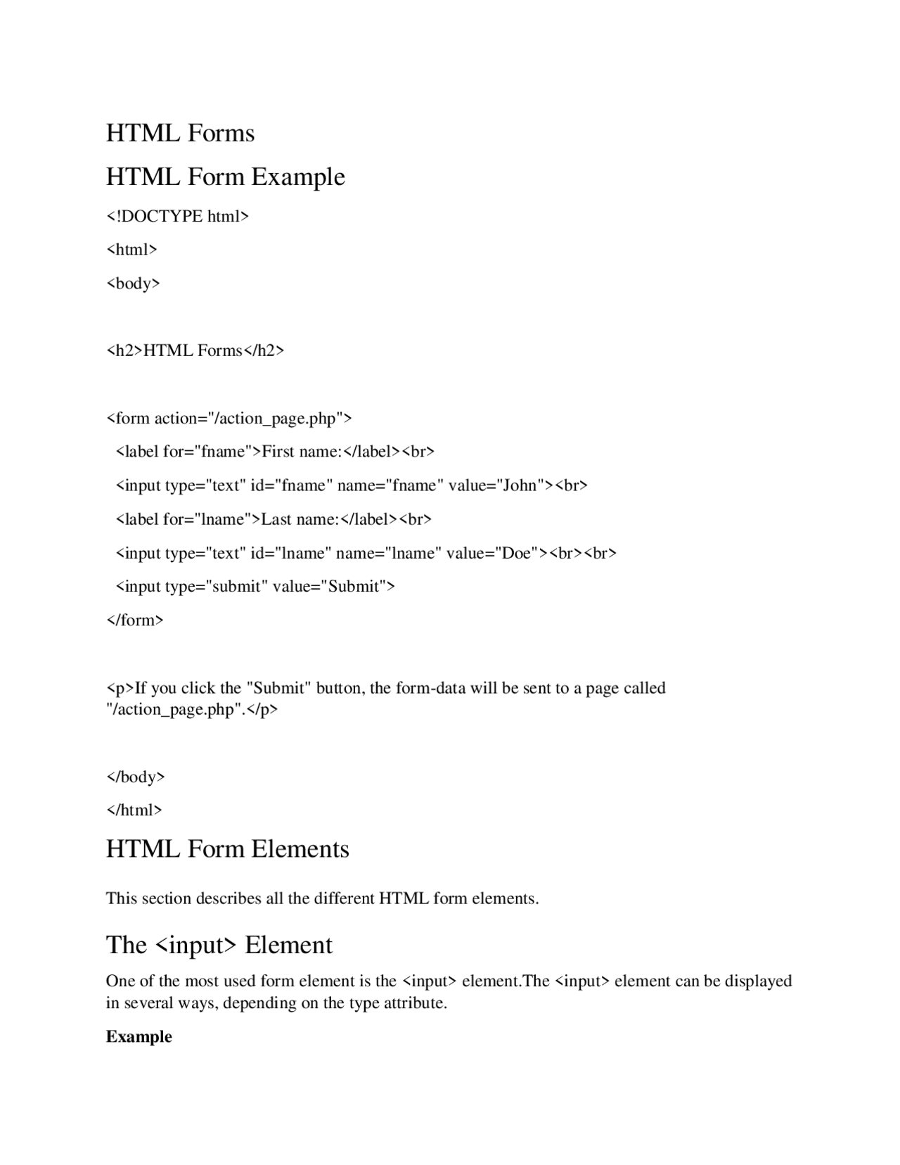 HTML Forms and Media: Input Elements, Select Element, and Video | Exams ...