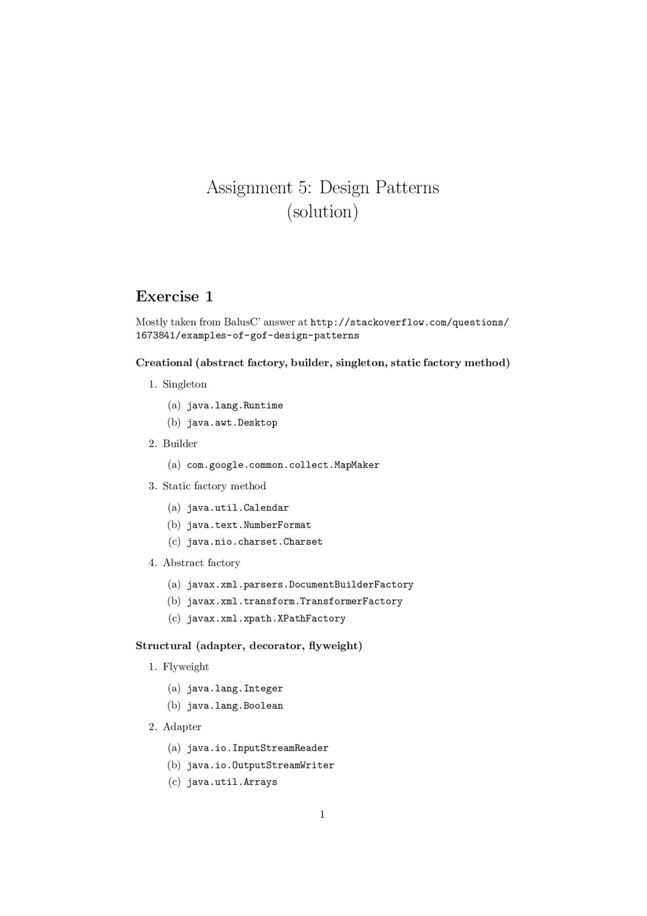 Assignment 5: Design Patterns (solution) | Exercises Design Patterns ...