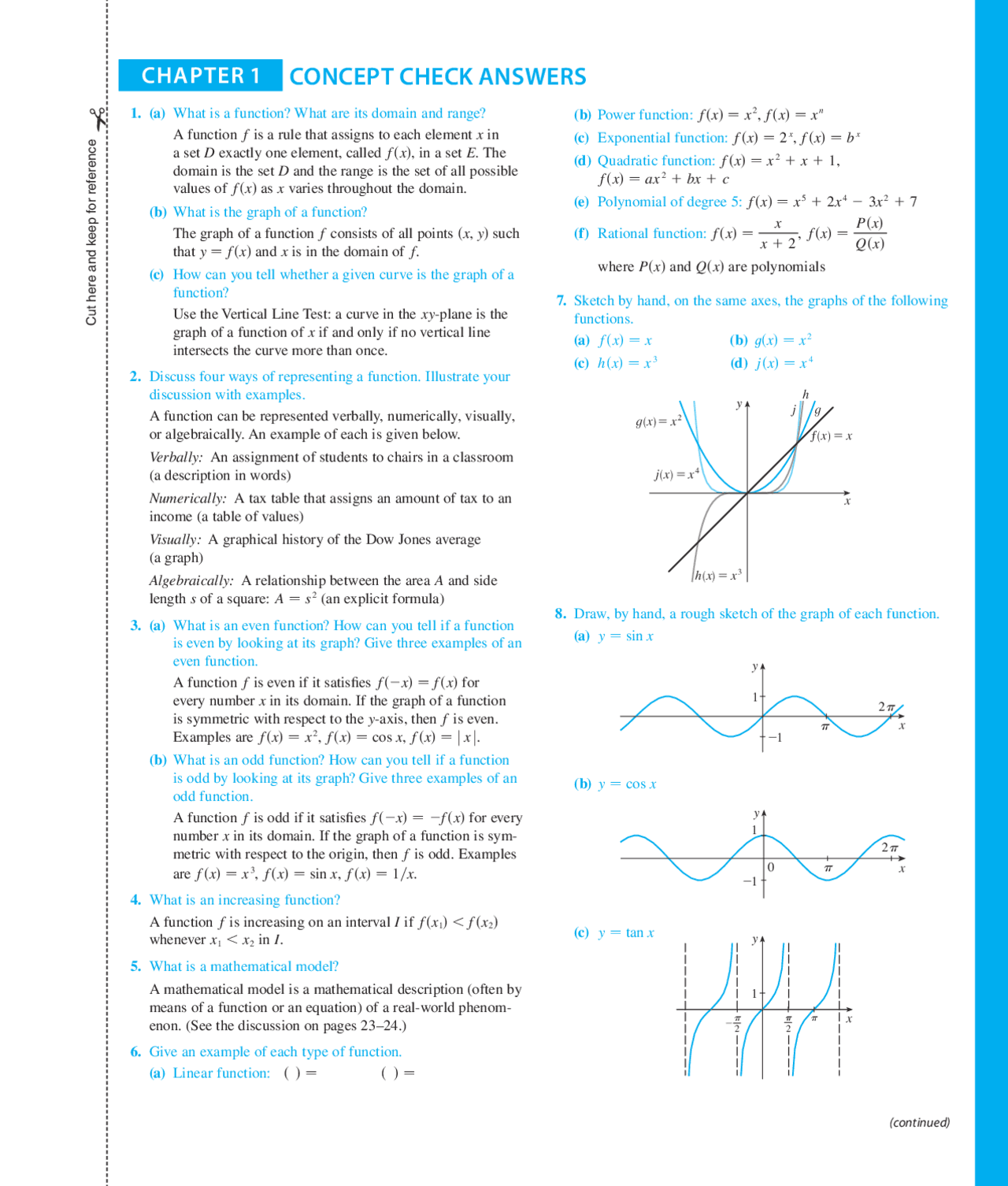 CHAPTER 1 CONCEPT CHECK ANSWERS | Study notes Calculus | Docsity