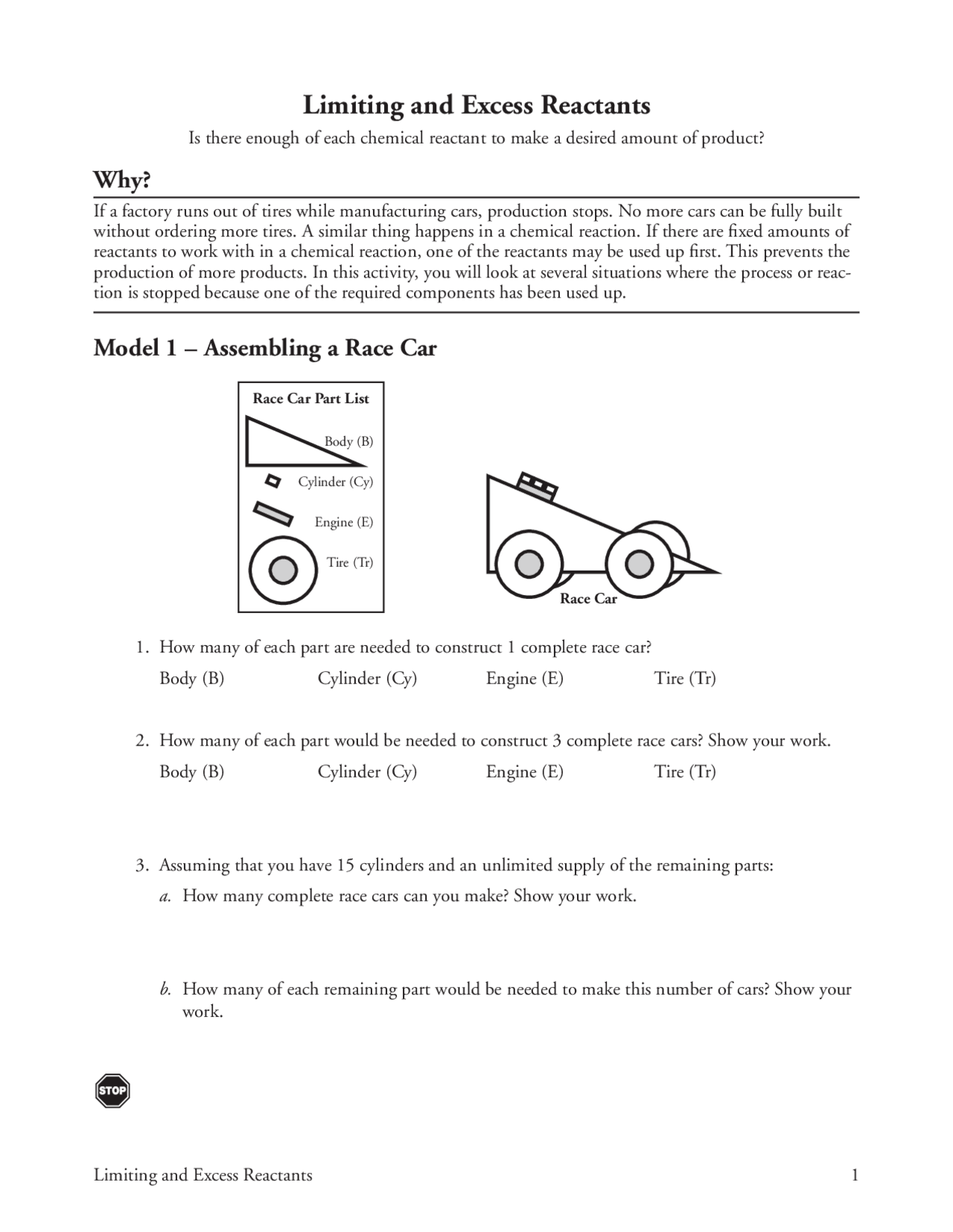 24 Limiting and Excess Reactants-S | Exercises Chemistry | Docsity
