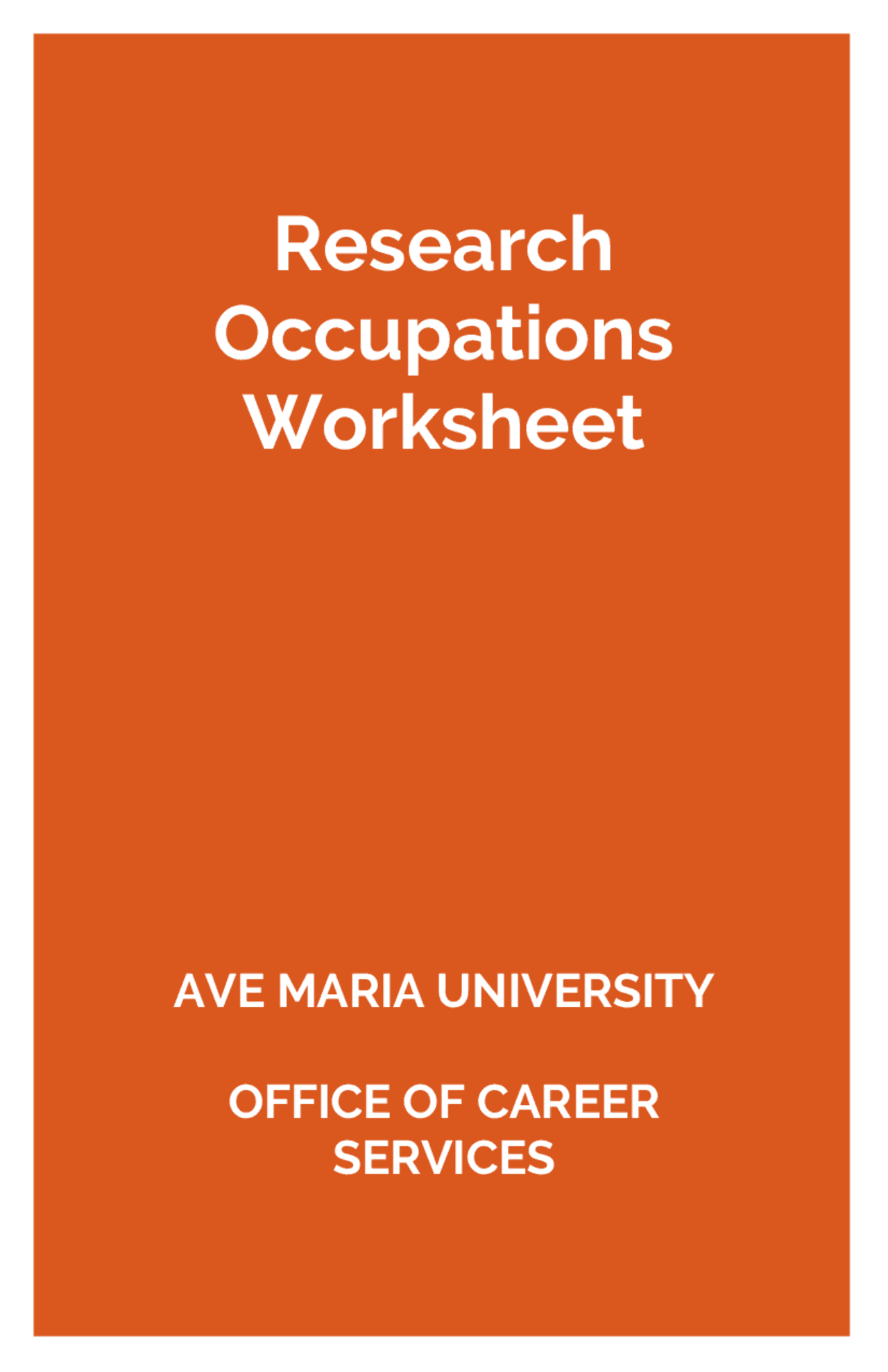 Research Occupations Worksheet | Lecture notes Research Methodology |  Docsity