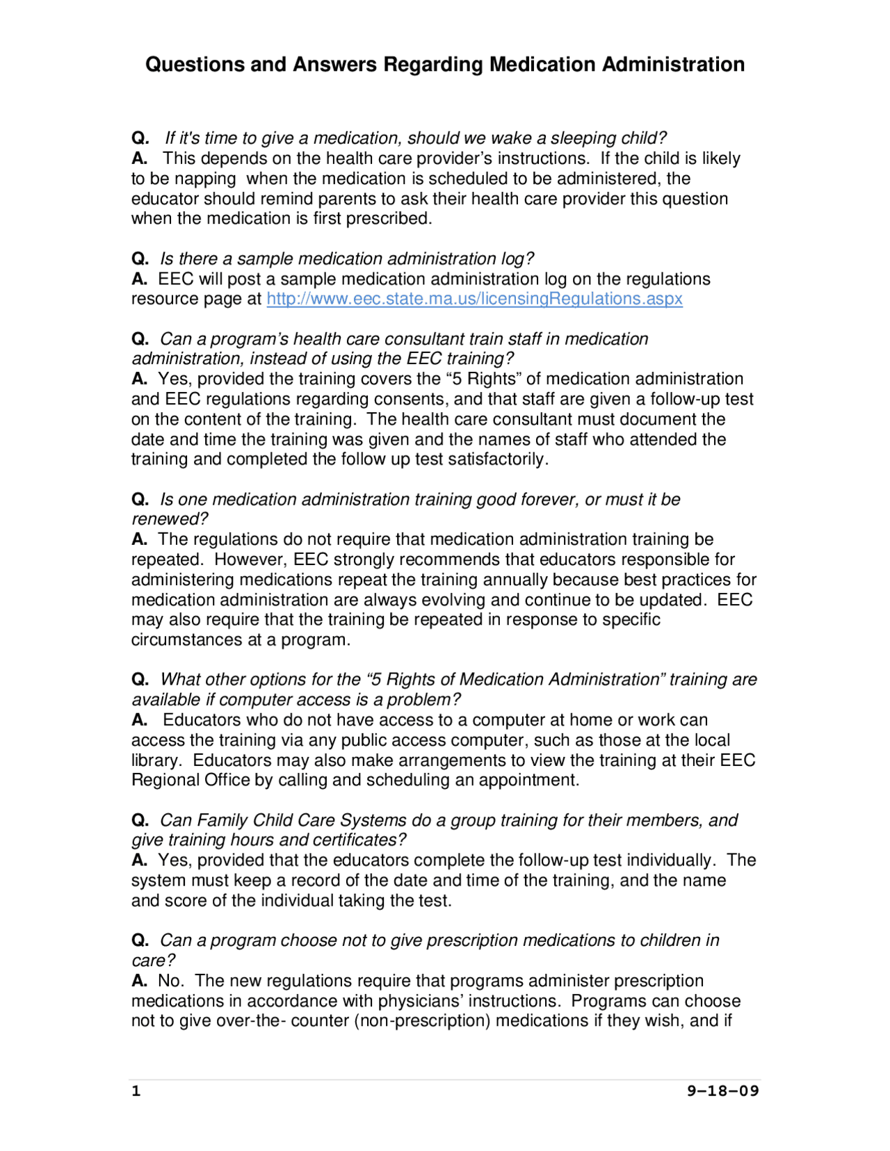 Questions and Answers Regarding Medication Administration | Schemes and ...