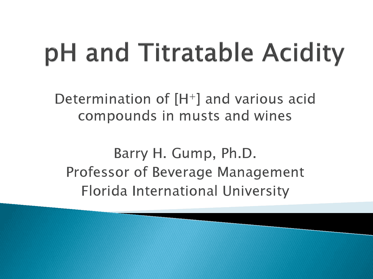 pH and Titratable Acidity | Study notes Chemistry | Docsity