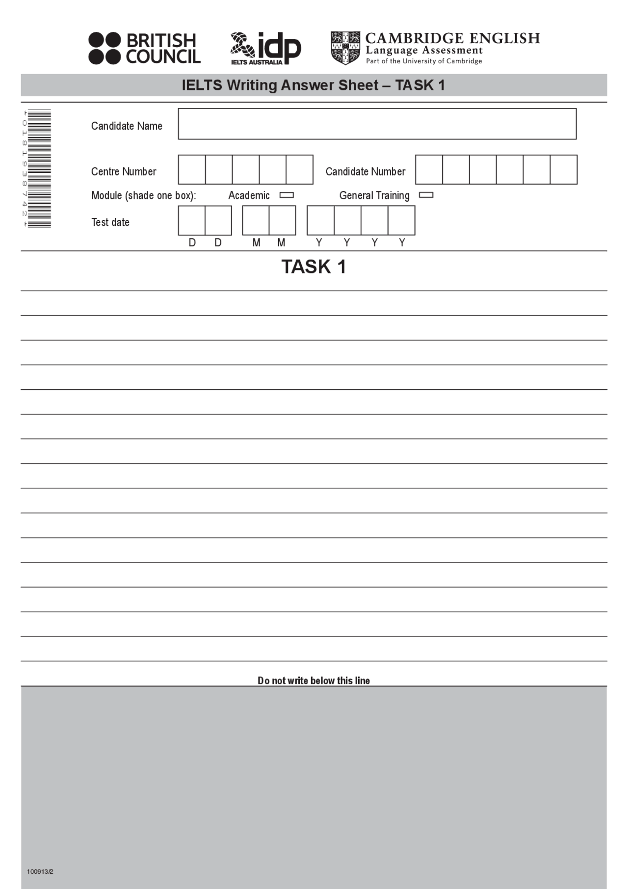 IELTS Writing Answer Sheet.pdf | Study notes English Language | Docsity