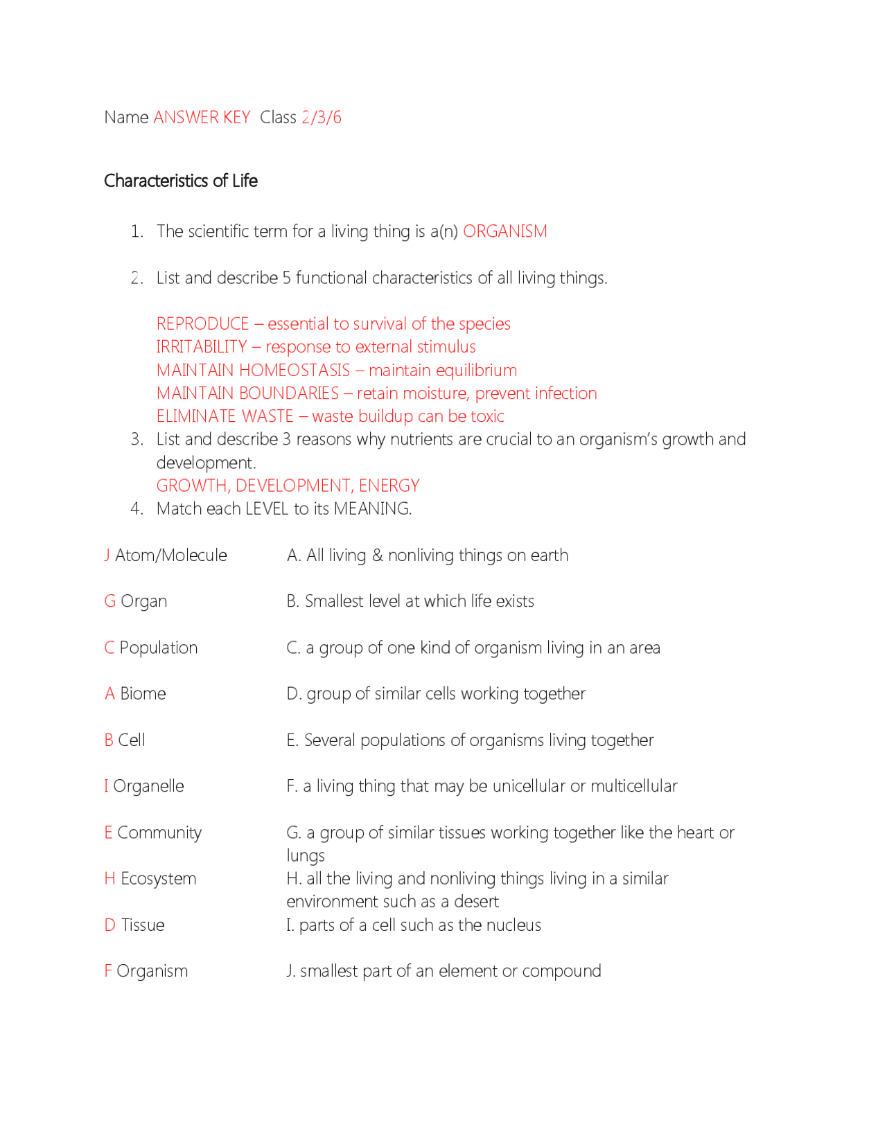 Characteristics-of-lifereview-worksheet-answer-key.pdf | Slides Biology ...