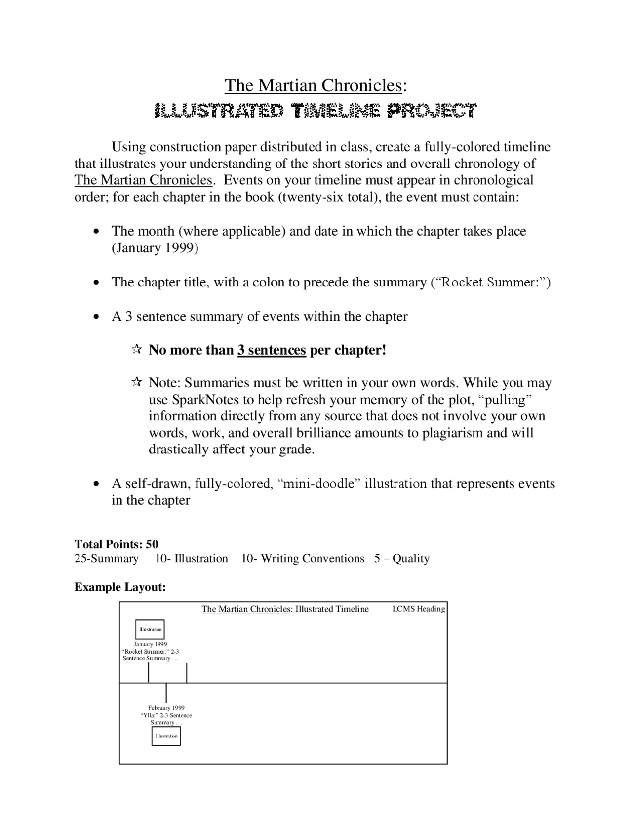 The Martian Chronicles Exams Construction Docsity