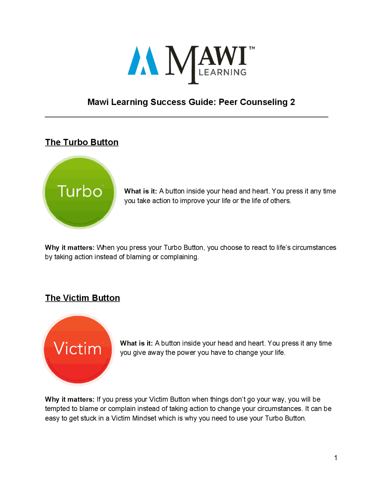 Peer Button Peer Counseling 2 The Turbo Button The Victim Button | Exercises Voice ...