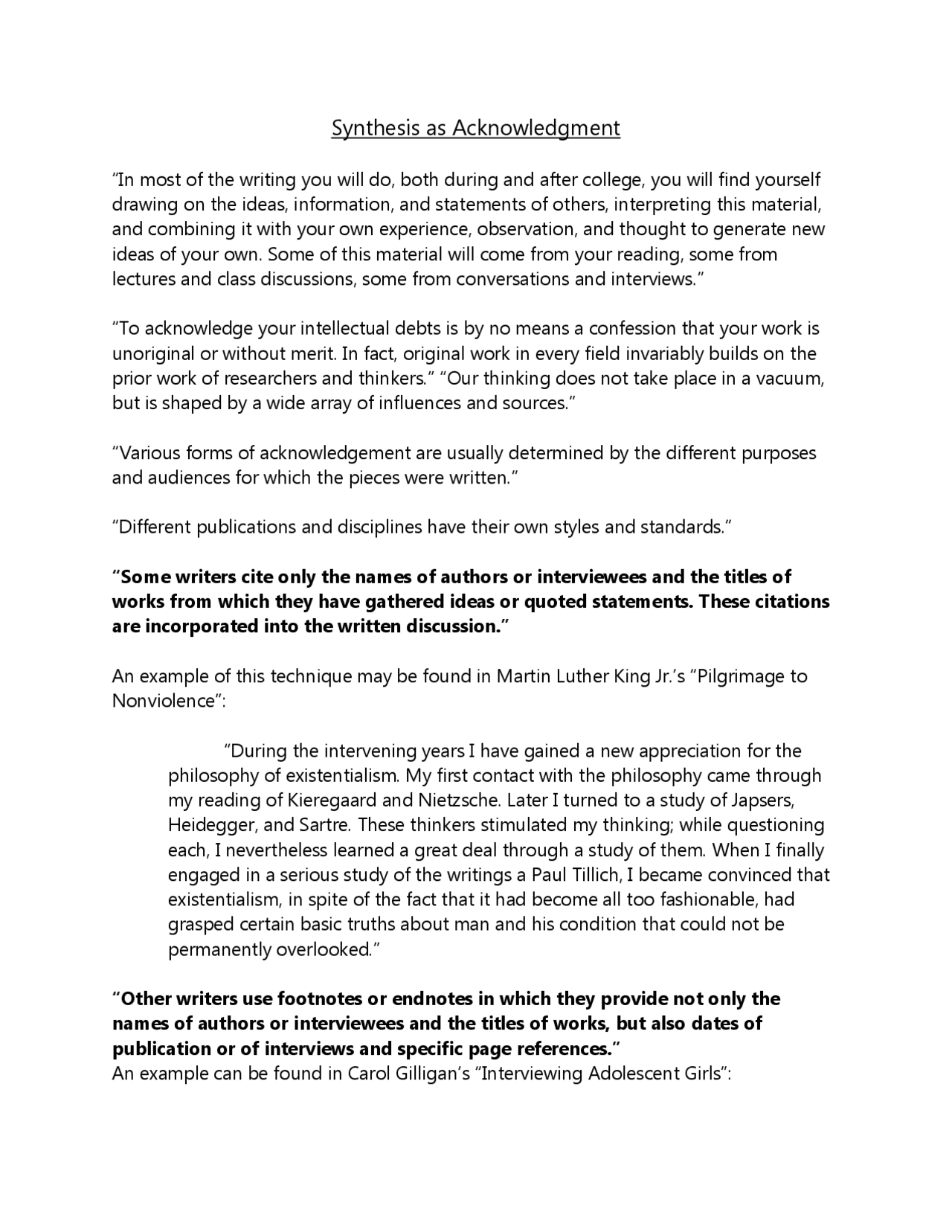 Acknowledging Sources: Citing and Crediting Influences in Academic ...