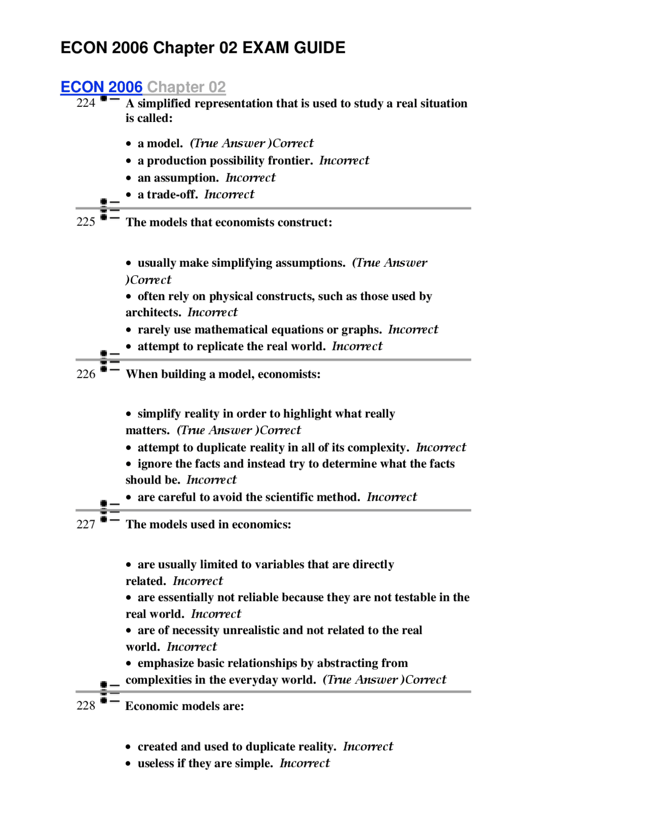 ECON 2006 Chapter 02 Exam Guide best study material with full answers