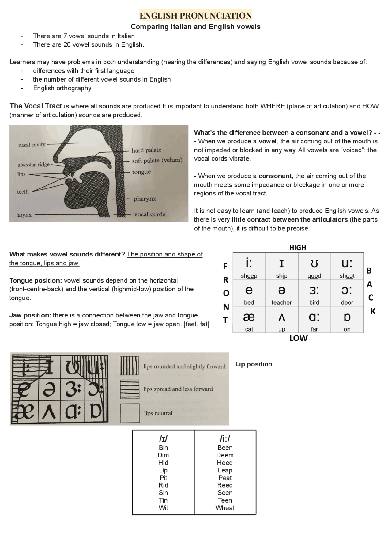 English Pronunciation Fonetica Inglese Appunti Di Lingua Inglese