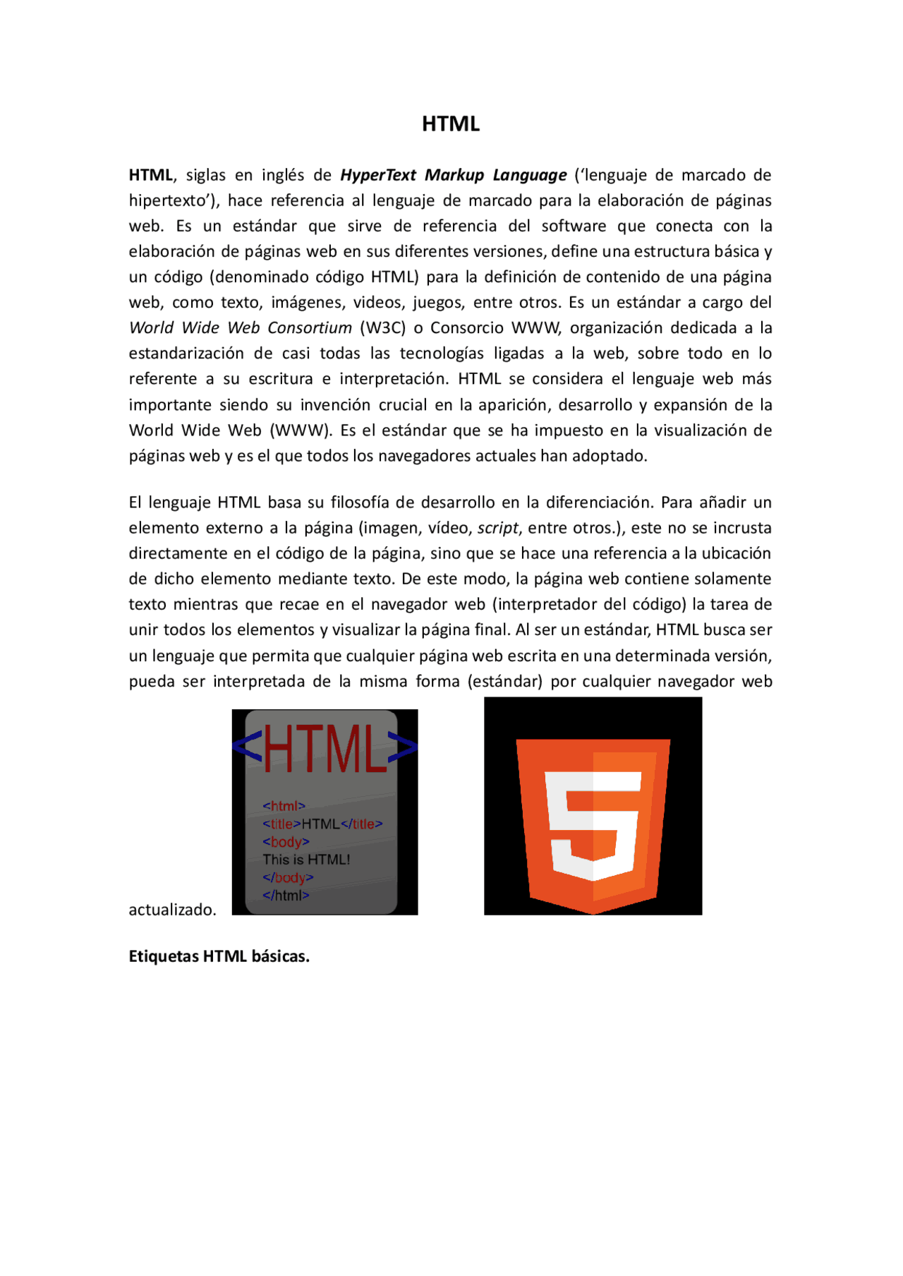 TODO SOBRE HTML Y EJEMPLO | Apuntes de Informática | Docsity